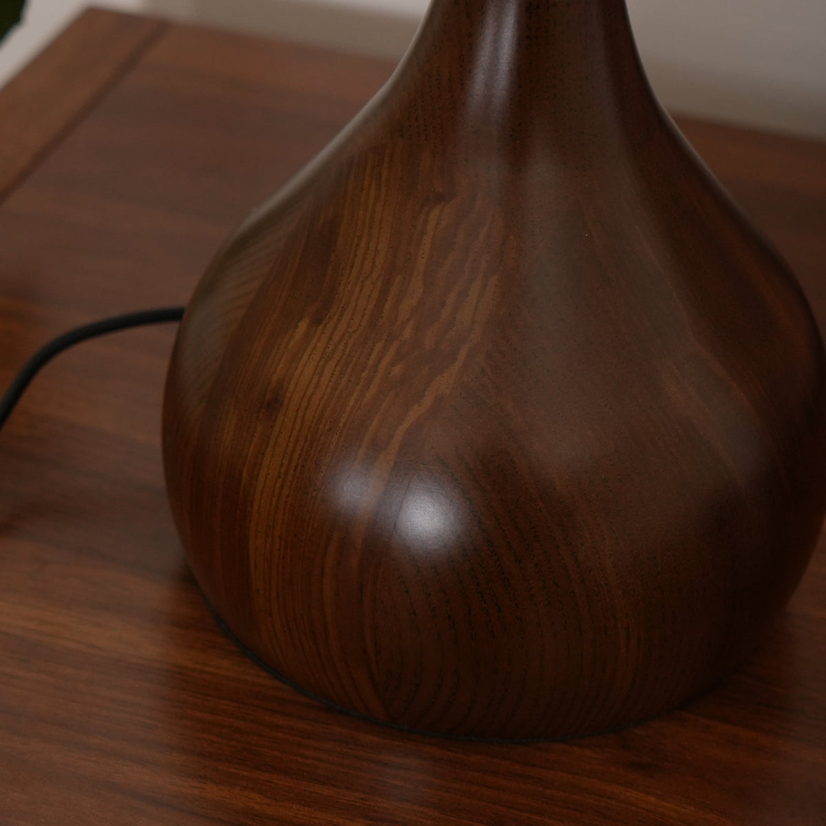 Glass Table Lamp Brass and Wood Base Three Color Temperatures Bedside