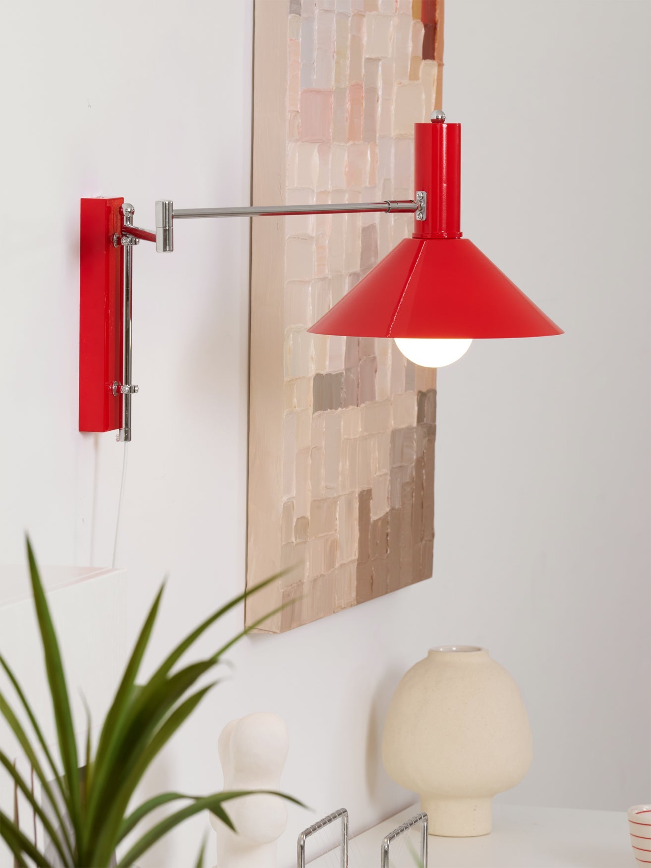 Adjustable Arm Plug In Wall Lamp Swing Reading Sconce No Wiring Needed