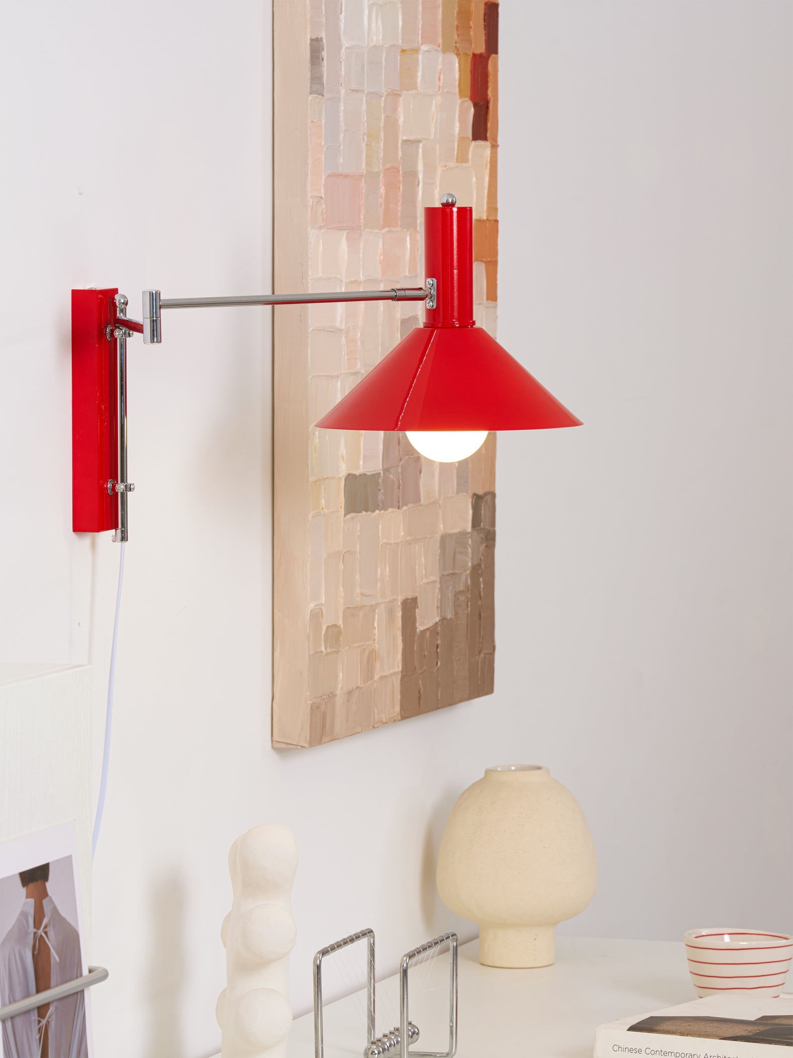 Adjustable Arm Plug In Wall Lamp Swing Reading Sconce No Wiring Needed