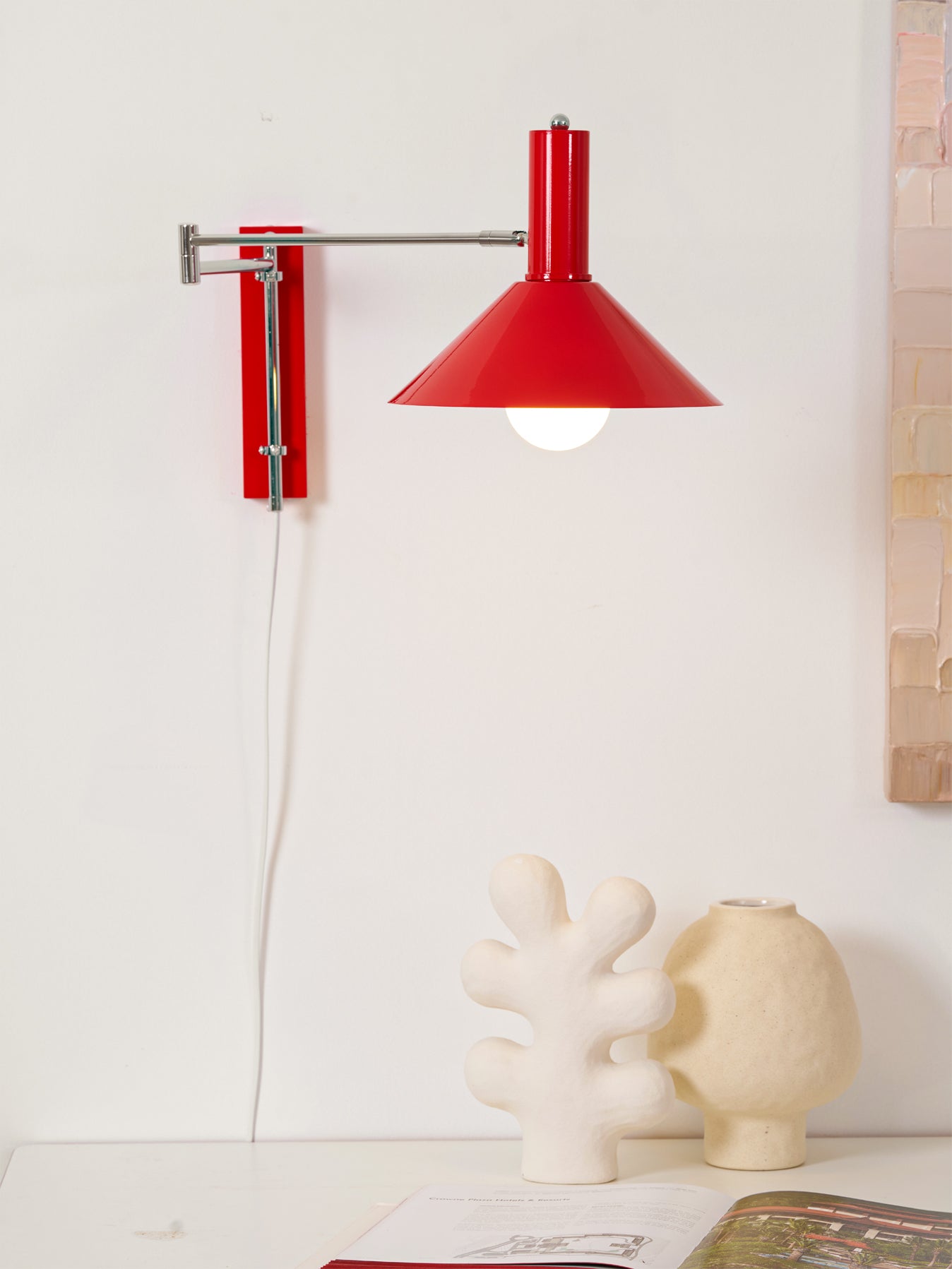 Adjustable Arm Plug In Wall Lamp Swing Reading Sconce No Wiring Needed