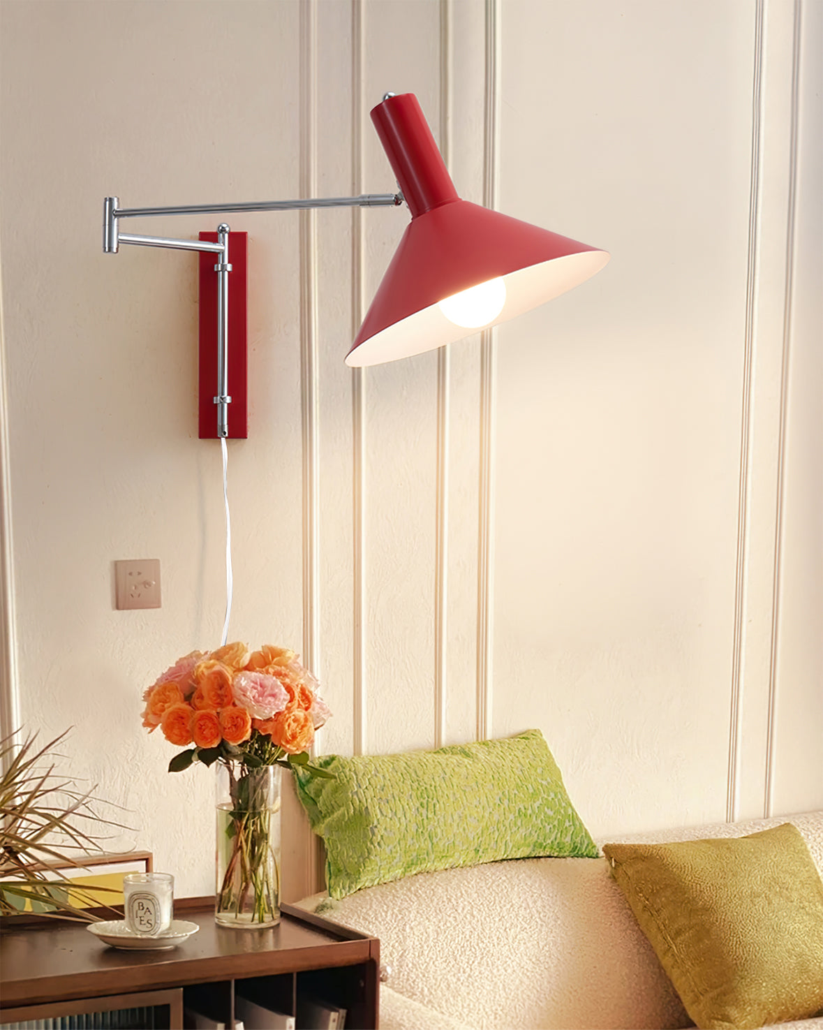 Adjustable Arm Plug In Wall Lamp Swing Reading Sconce No Wiring Needed