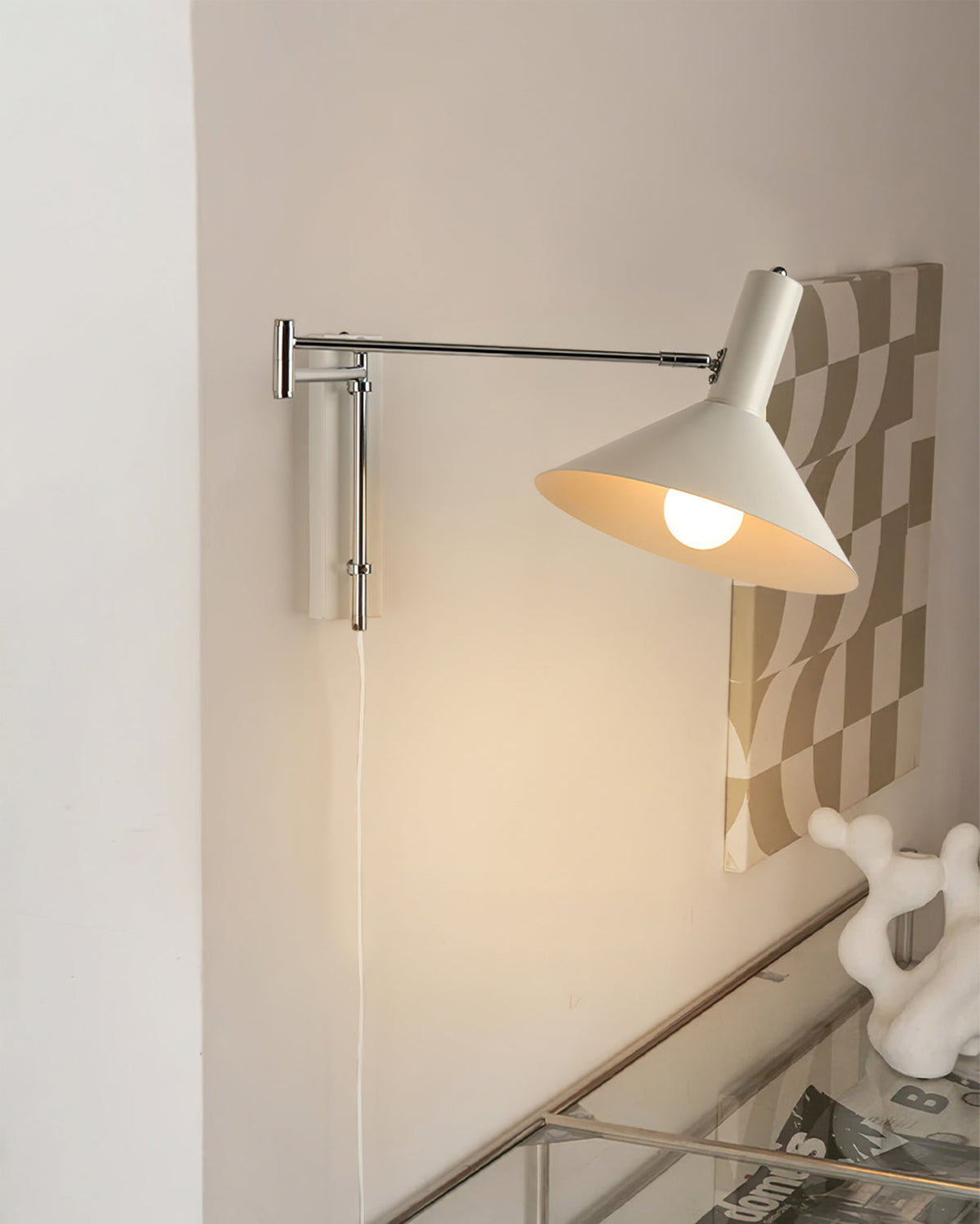 Adjustable Arm Plug In Wall Lamp Swing Reading Sconce No Wiring Needed