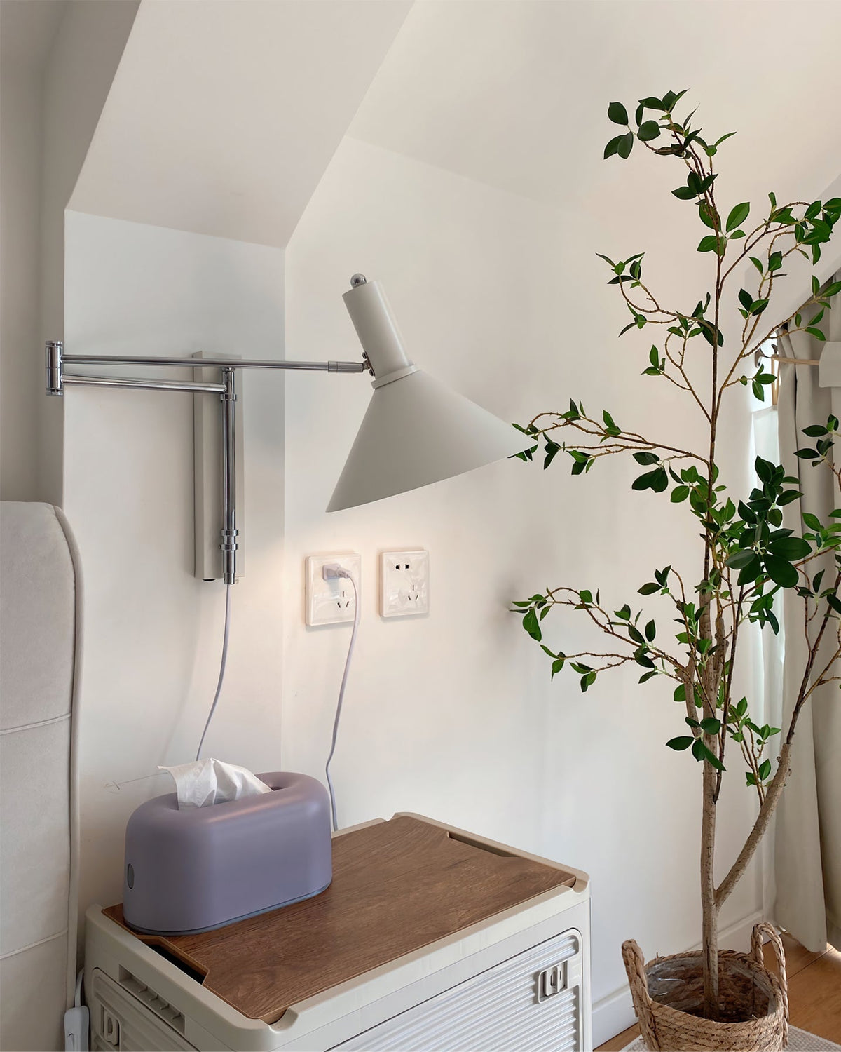 Adjustable Arm Plug In Wall Lamp Swing Reading Sconce No Wiring Needed