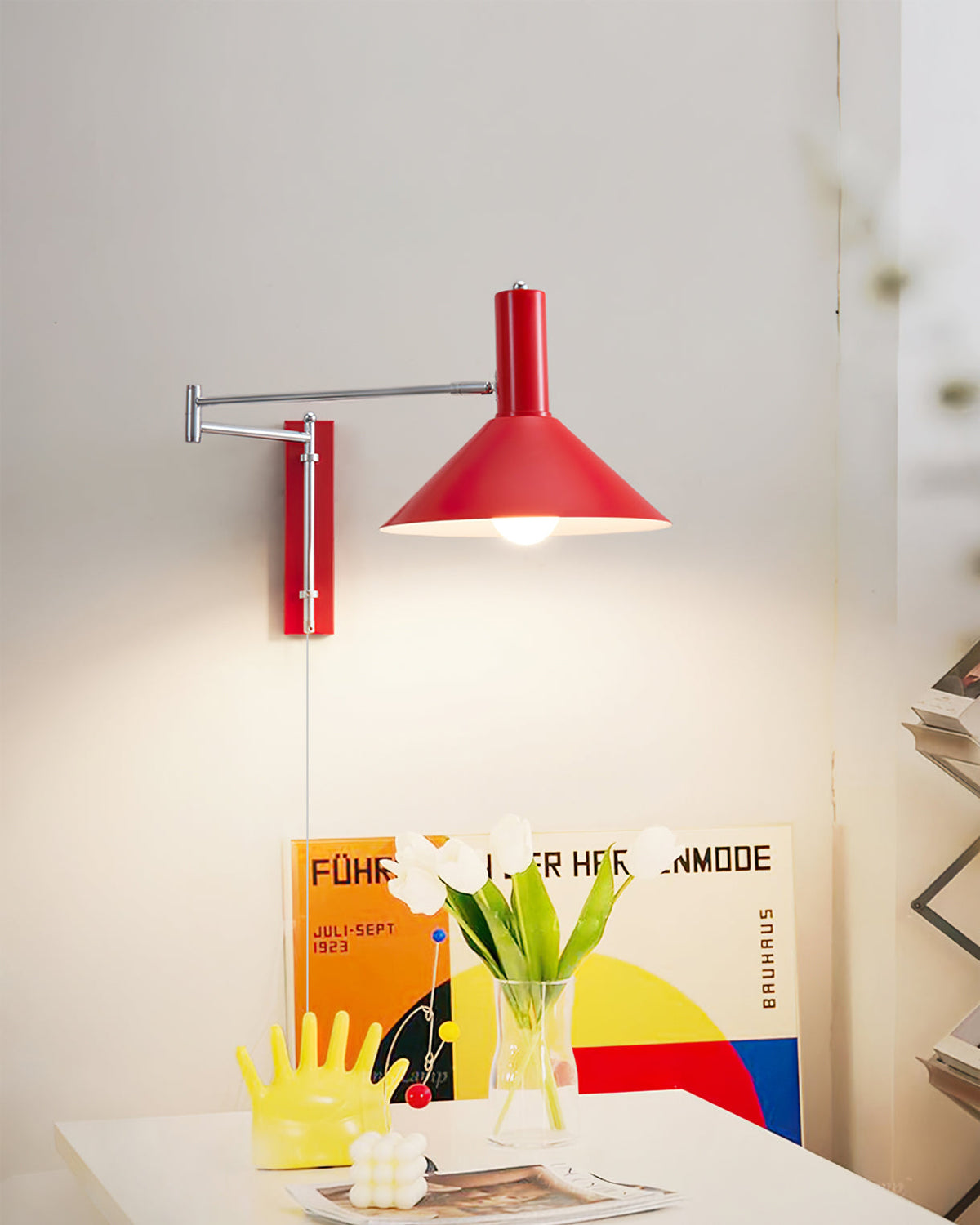Adjustable Arm Plug In Wall Lamp Swing Reading Sconce No Wiring Needed
