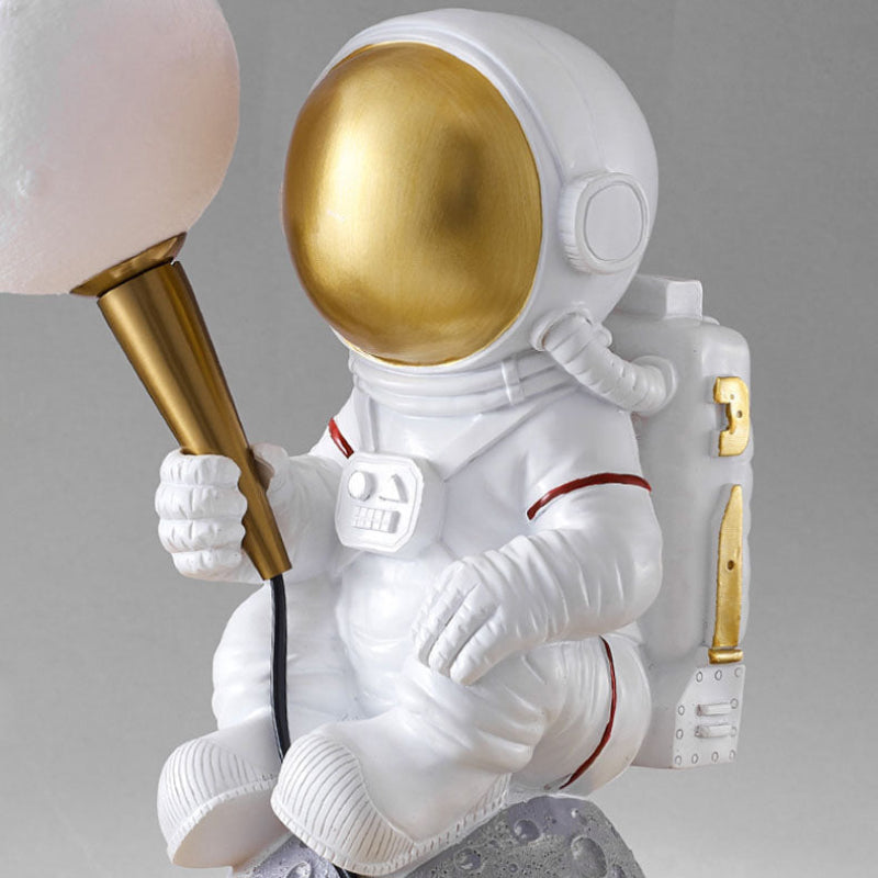 Astronaut wall lamp LED resin figure with moon ball decorative for children's room or bedroom