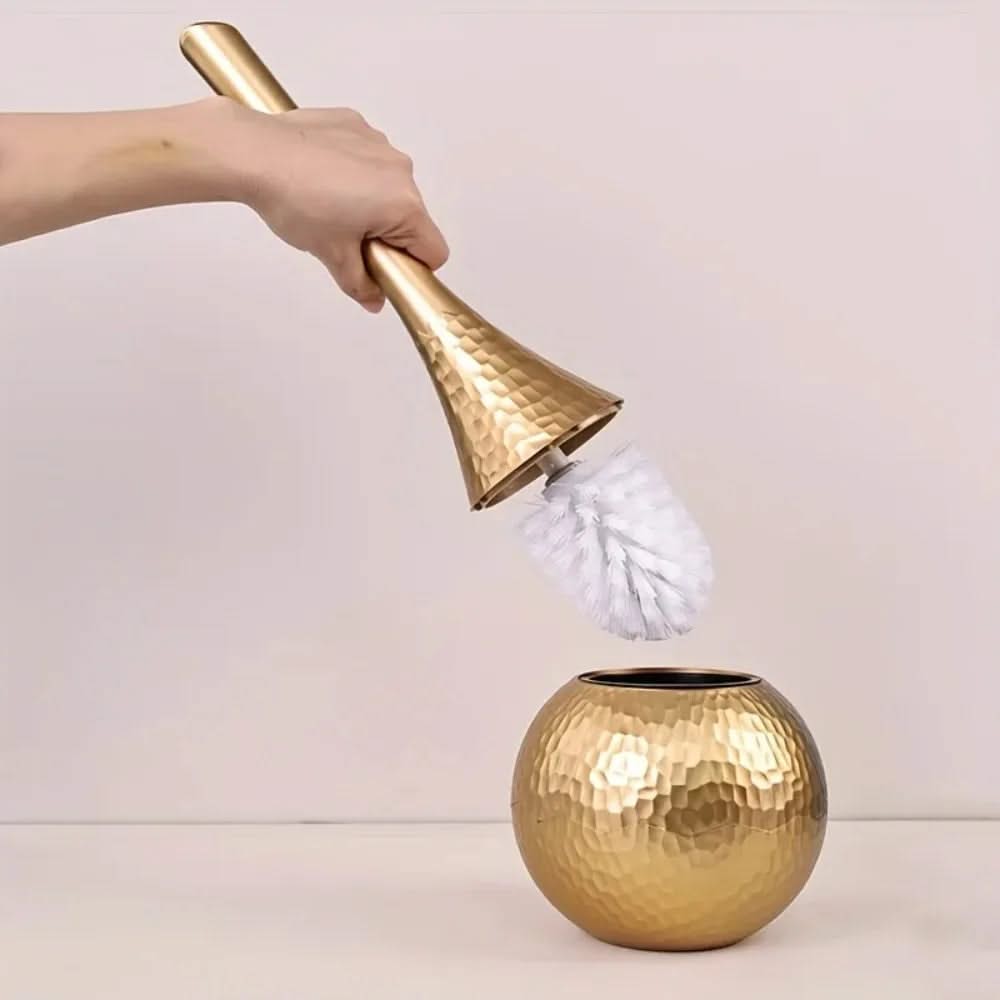 Toilet Brush and Holder Set Hammered Metal