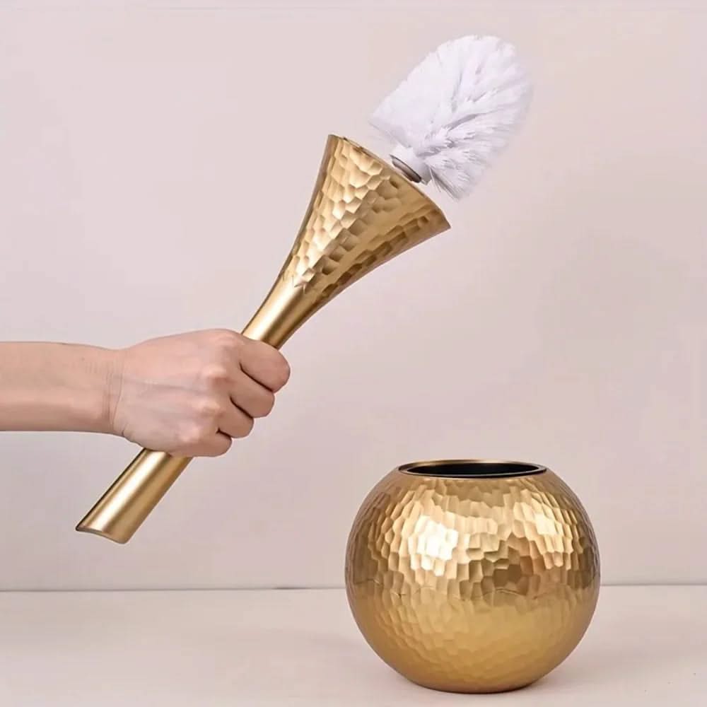 Toilet Brush and Holder Set Hammered Metal
