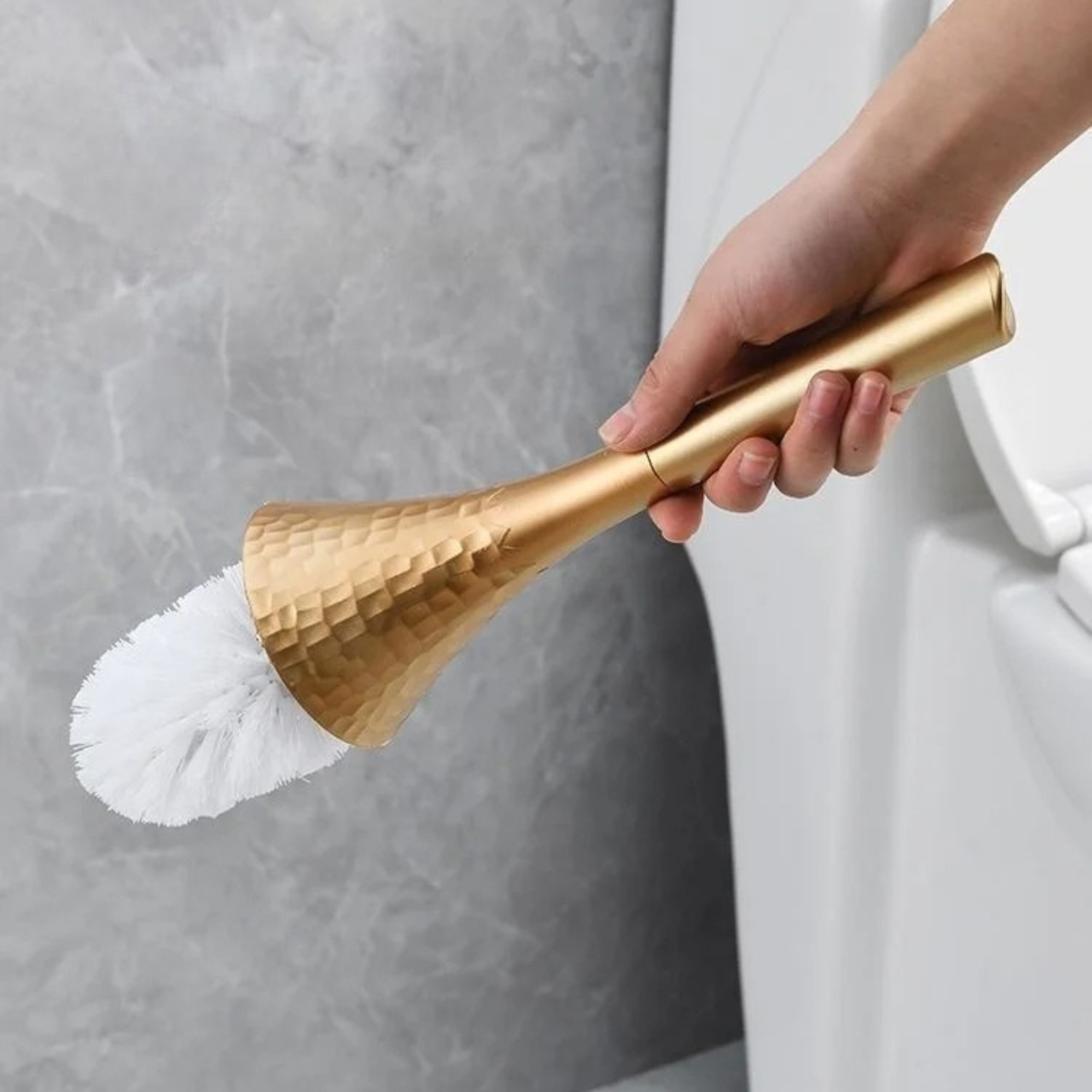Toilet Brush and Holder Set Hammered Metal