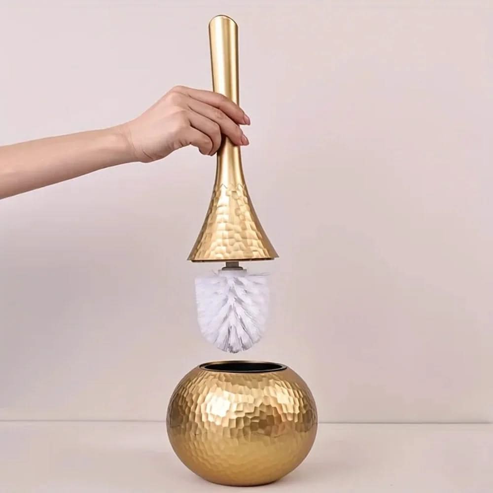 Toilet Brush and Holder Set Hammered Metal