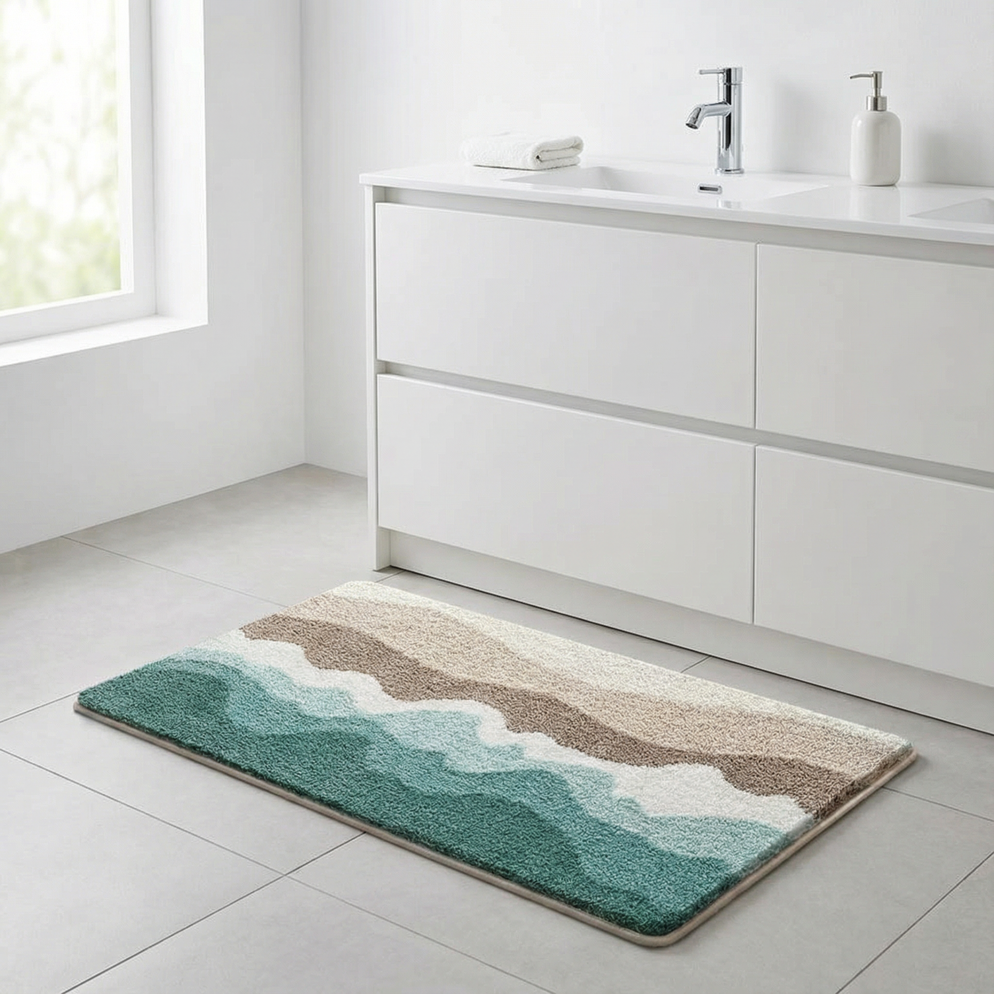 Bademåtte med bølgemønster Tuftet mikrofiber