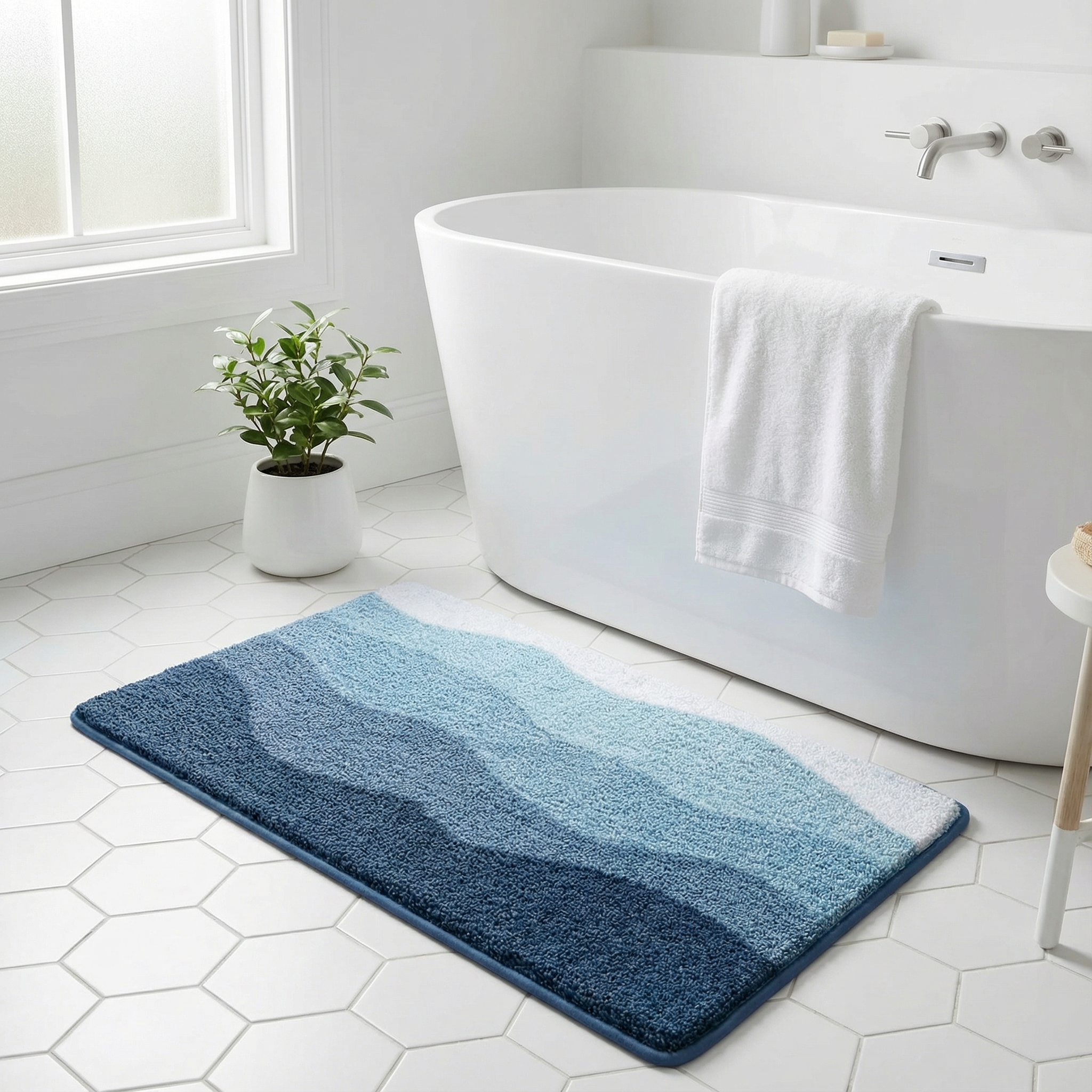 Bademåtte med bølgemønster Tuftet mikrofiber