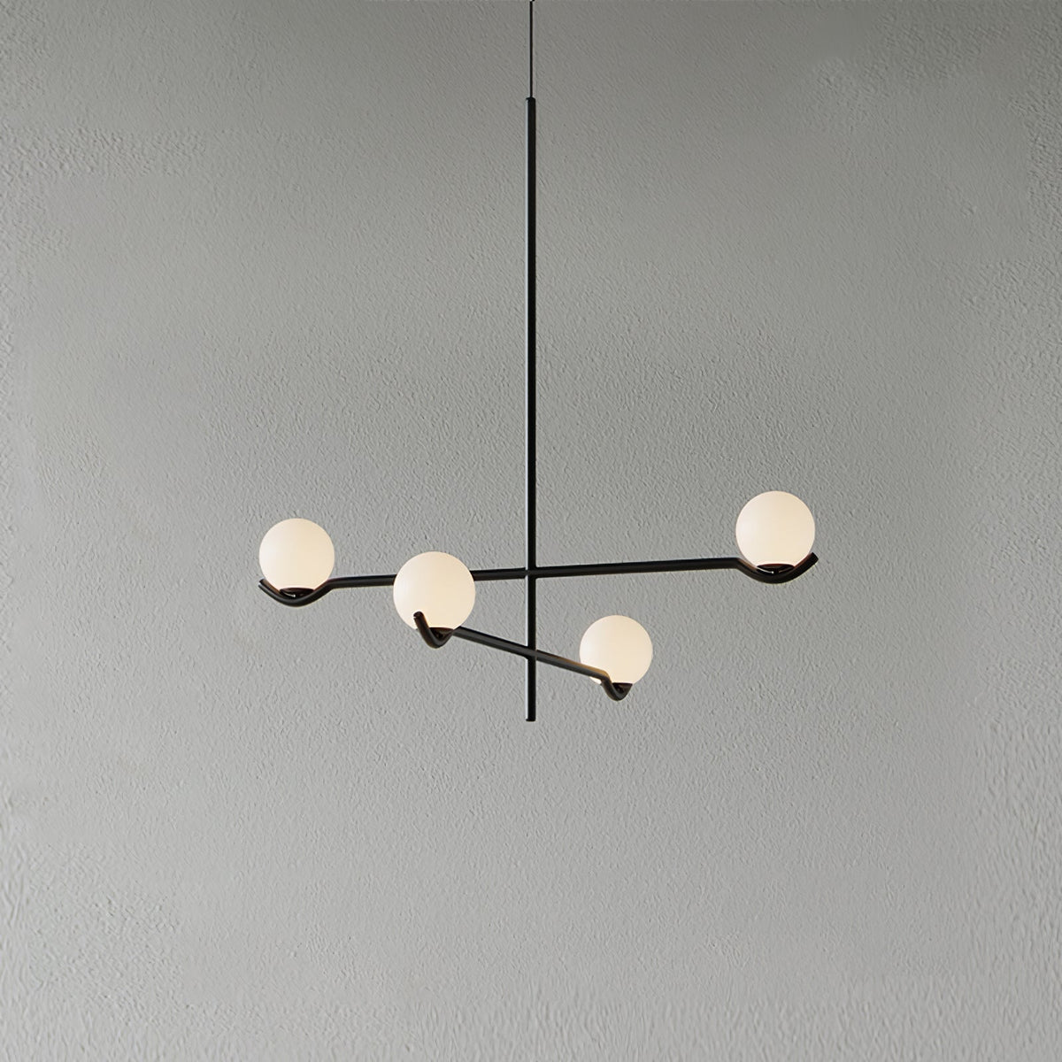 Multi Globe Pendant Light White Glass Shades on Slim Rods Dining Table