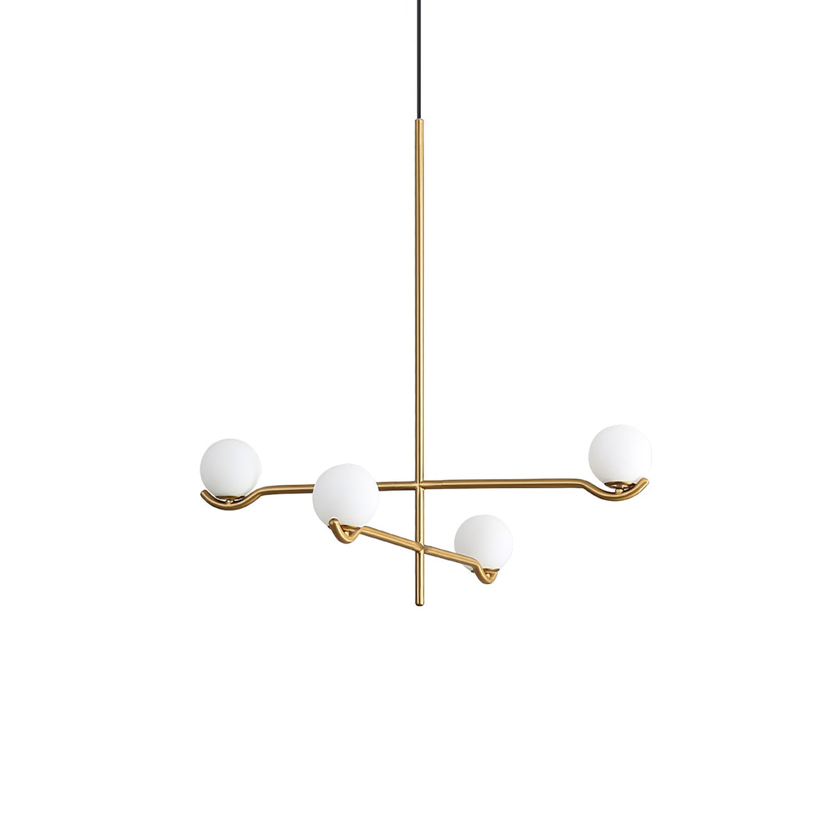 Multi Globe Pendant Light White Glass Shades on Slim Rods Dining Table