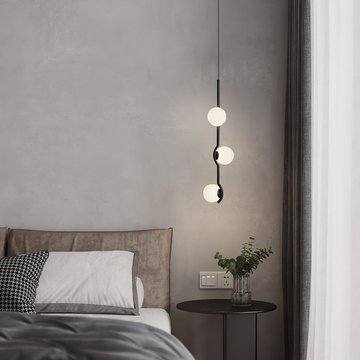Multi Globe Pendant Light White Glass Shades on Slim Rods Dining Table
