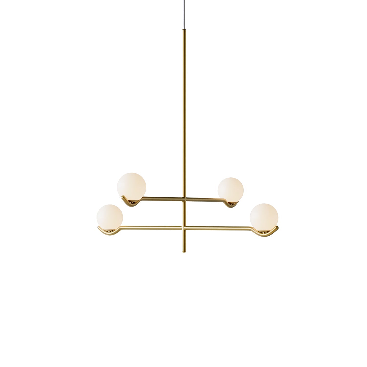 Multi Globe Pendant Light White Glass Shades on Slim Rods Dining Table