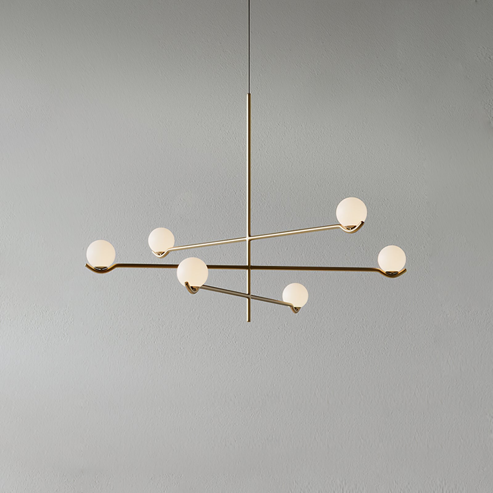 Multi Globe Pendant Light White Glass Shades on Slim Rods Dining Table