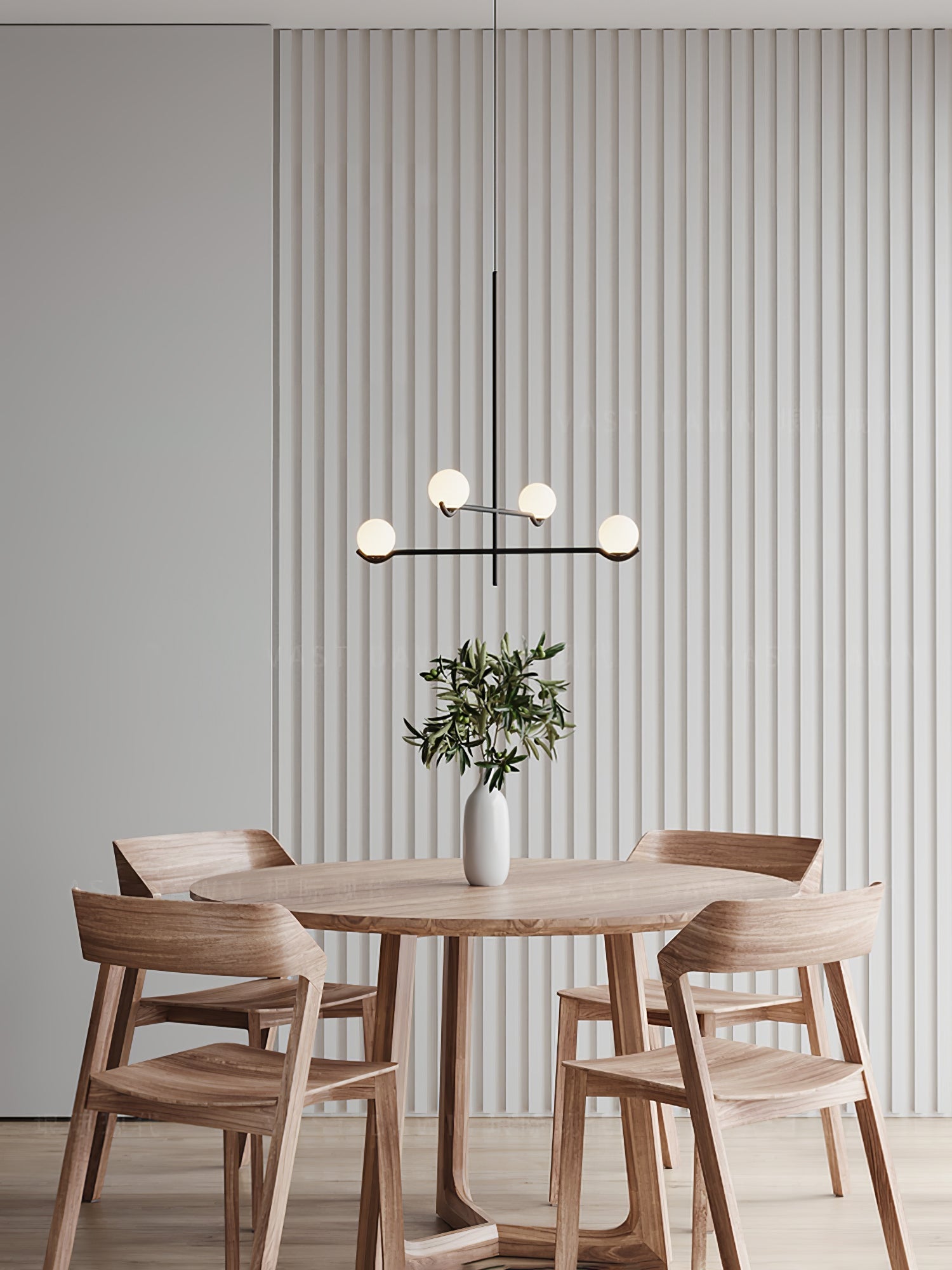 Multi Globe Pendant Light White Glass Shades on Slim Rods Dining Table