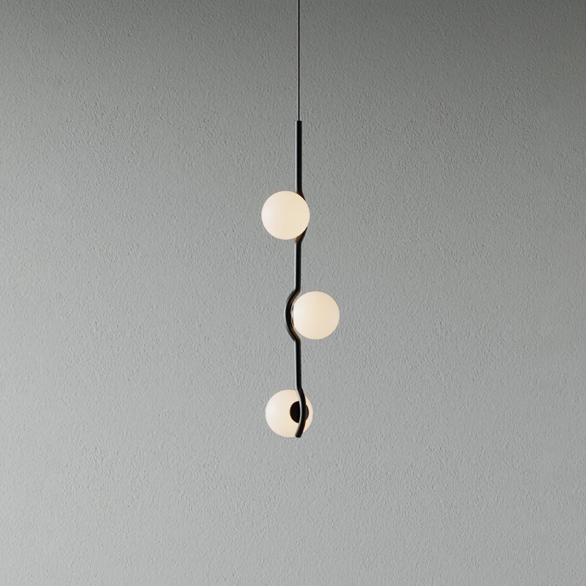 Multi Globe Pendant Light White Glass Shades on Slim Rods Dining Table
