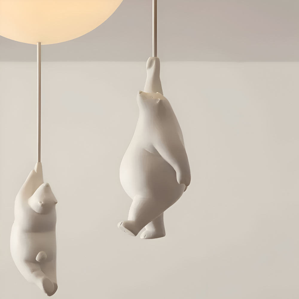 Ballonpendellampe med dyrefigur Glaskugle og skulptur
