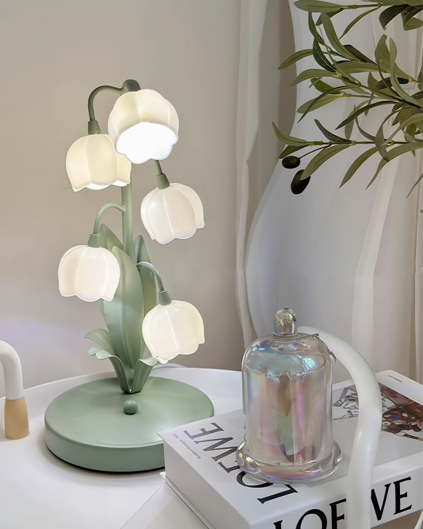 Small Bell Table Lamp Orchid Pattern Shade Bulb Included Accent Light