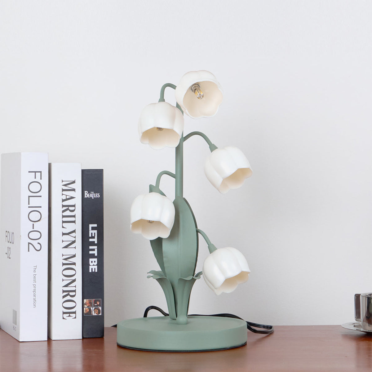 Small Bell Table Lamp Orchid Pattern Shade Bulb Included Accent Light