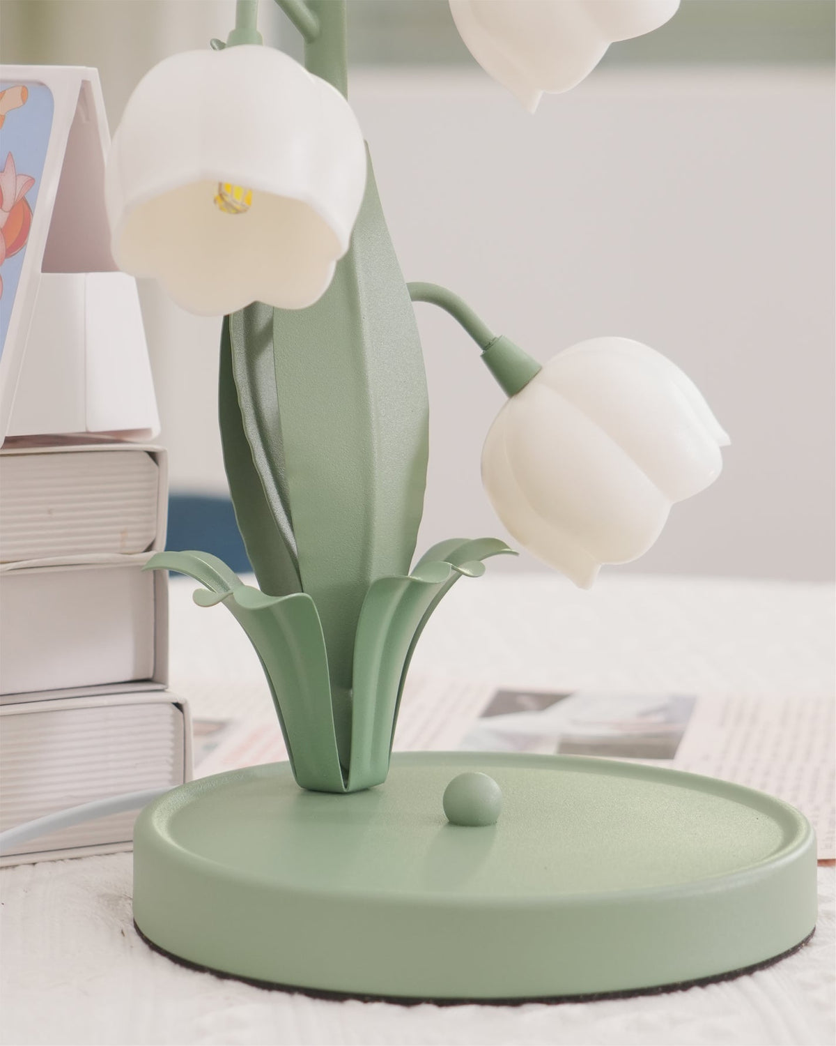 Small Bell Table Lamp Orchid Pattern Shade Bulb Included Accent Light
