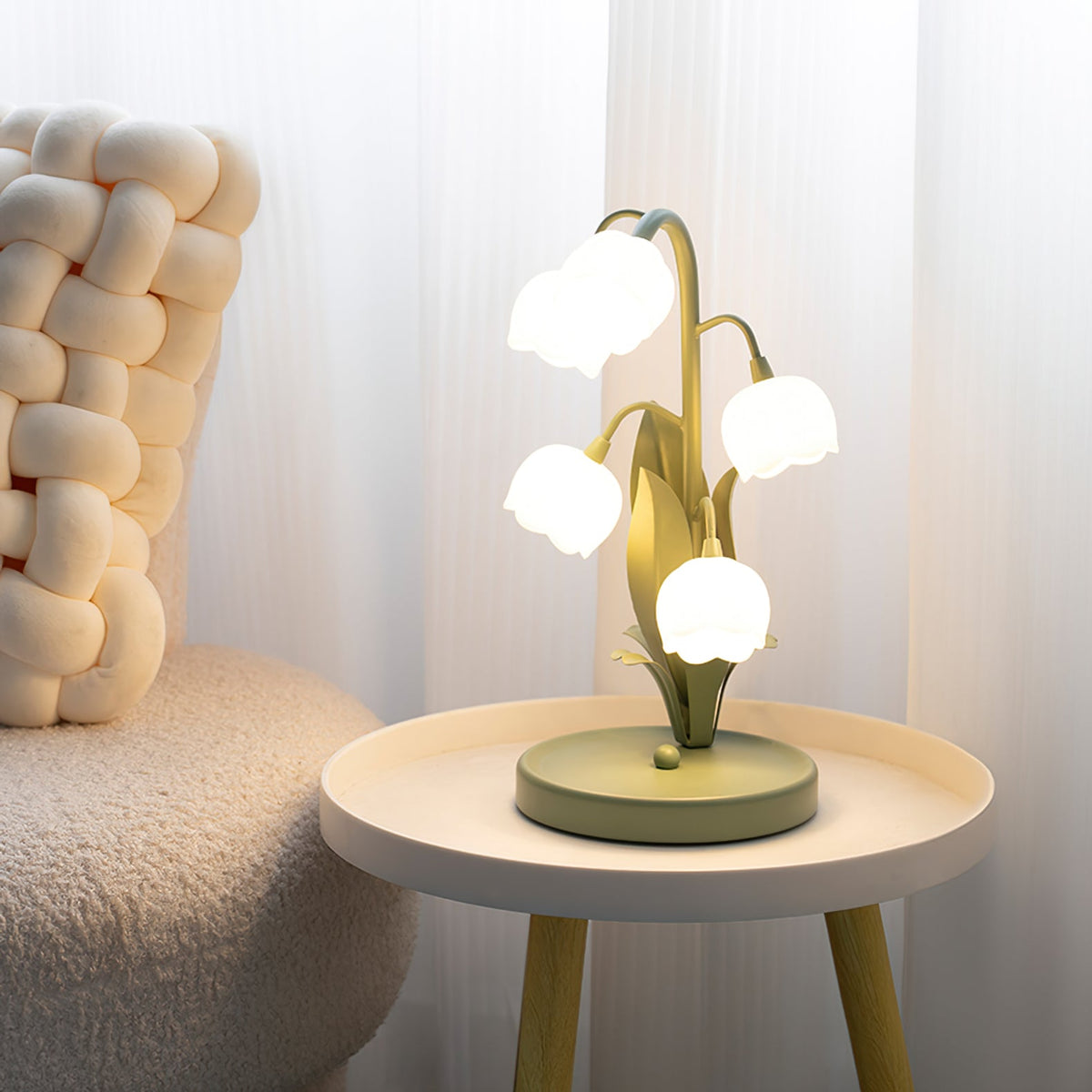 Small Bell Table Lamp Orchid Pattern Shade Bulb Included Accent Light