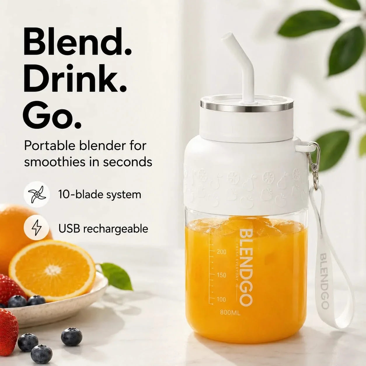 Portable Personal Blender 10-Blade for Smoothies and Crushed Ice