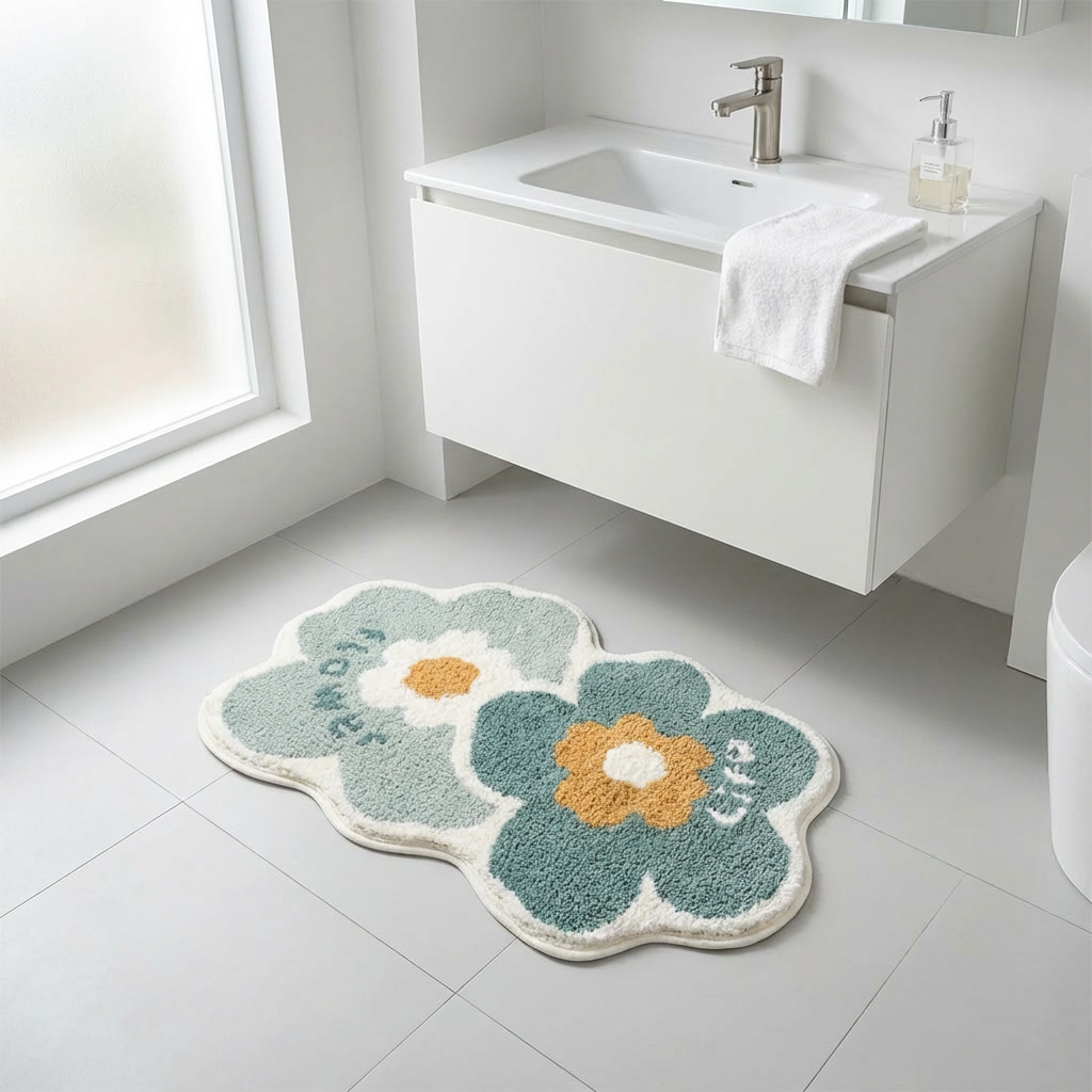 Blomsterbademåtte Tuftet med organisk form blødt og dekorativt design