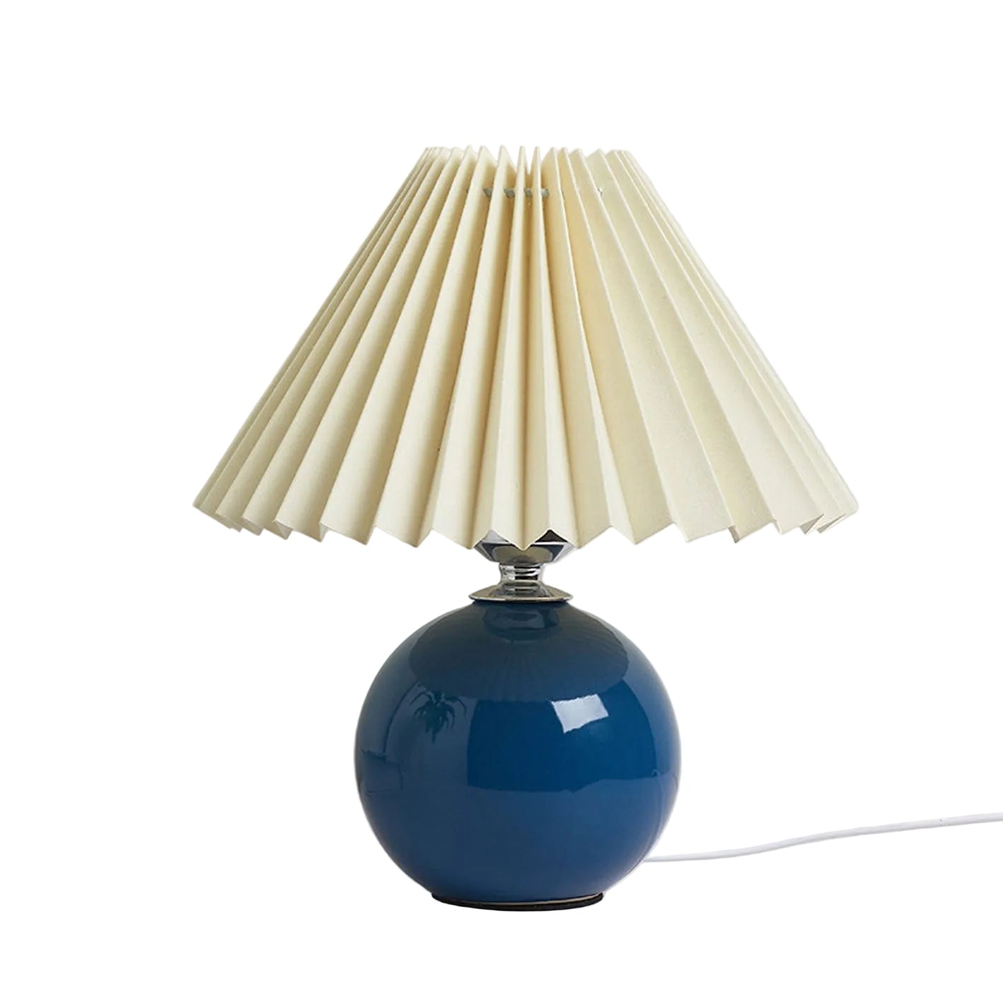 Bordlampe med plisseret skærm keramisk kuglefod