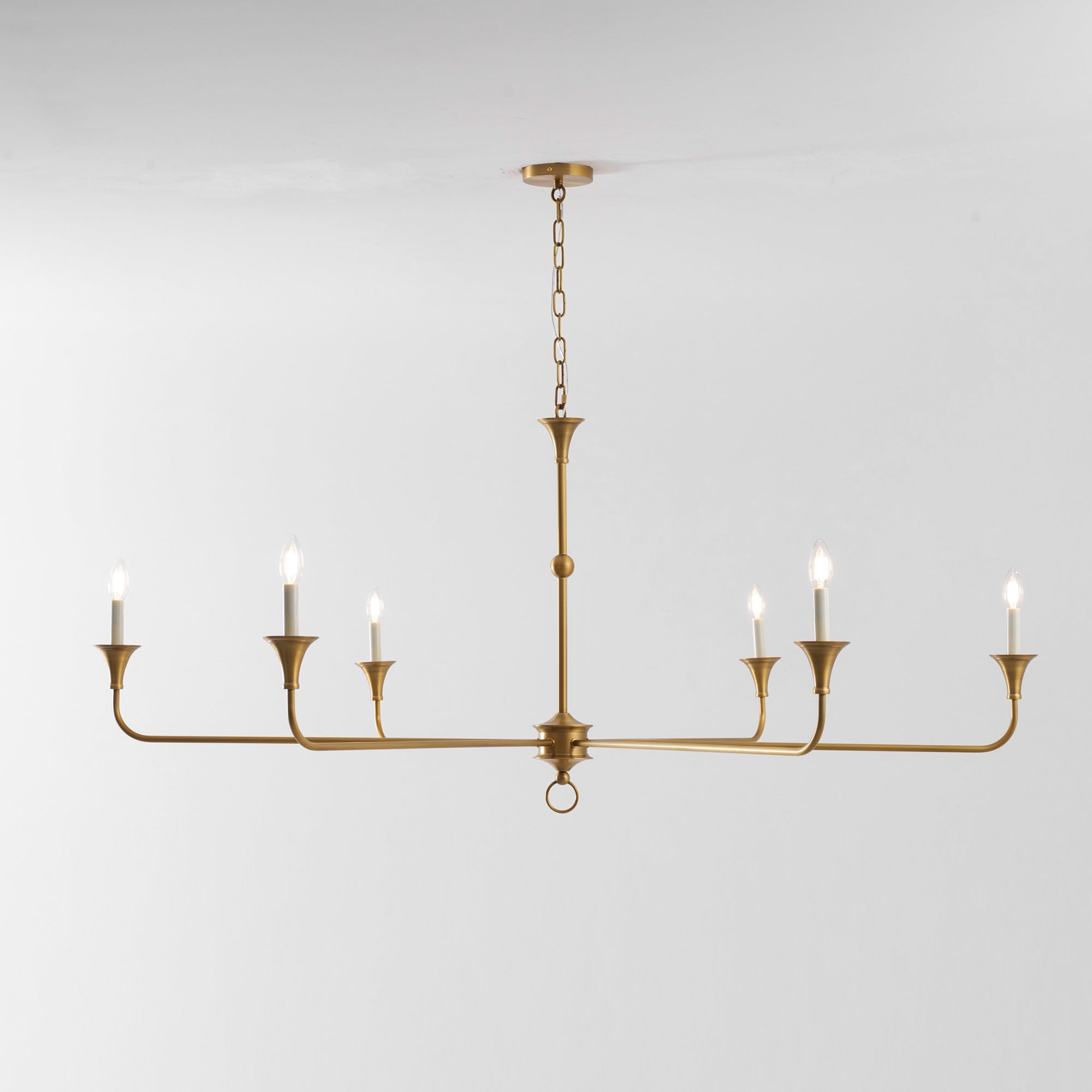 Brass Candle Chandelier Antique Hand Finished Arms for Dining Room