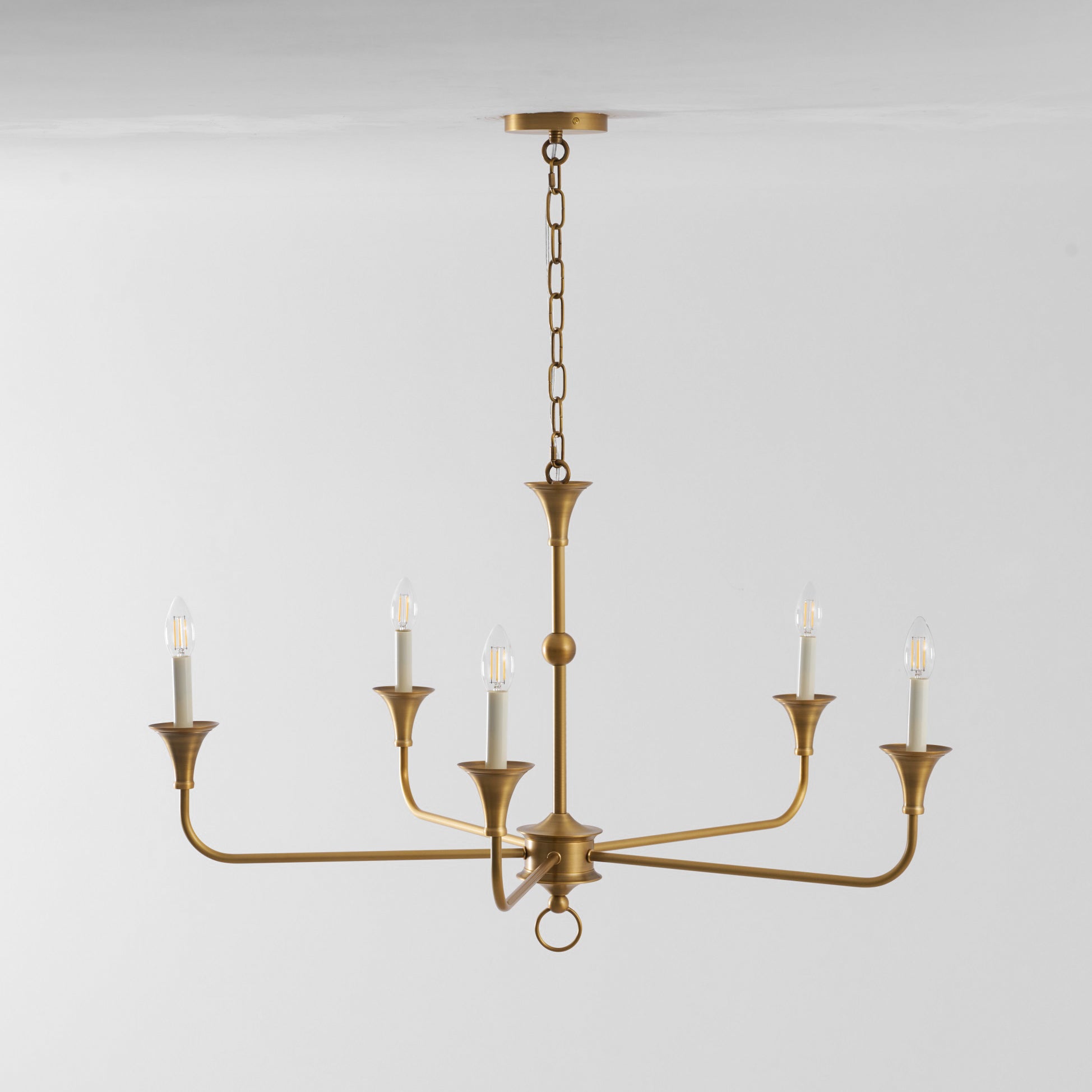 Brass Candle Chandelier Antique Hand Finished Arms for Dining Room