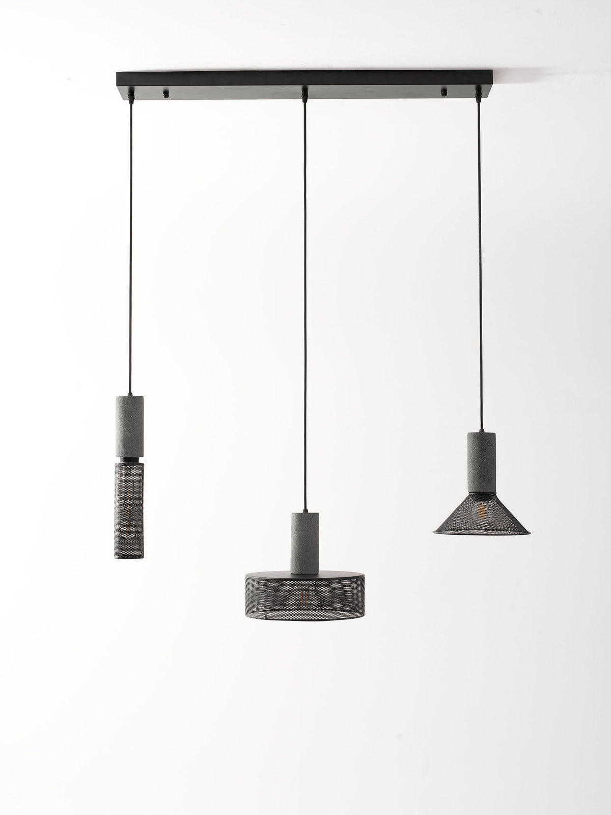 Concrete Pendant Light Cast Cement Cylinder Shade for Kitchen Island