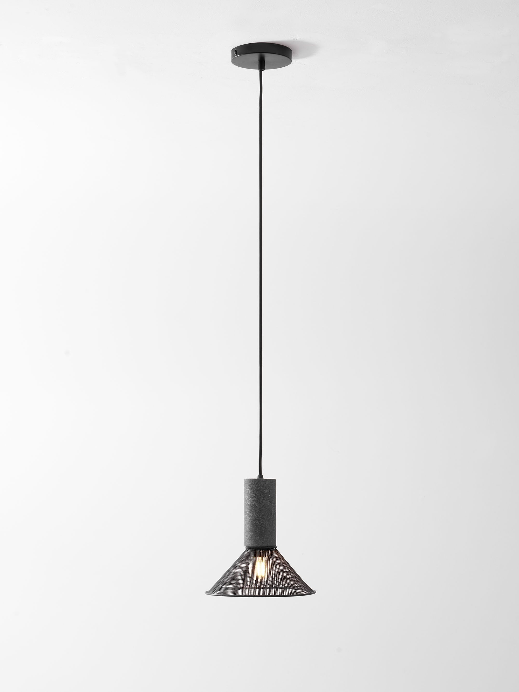 Concrete Pendant Light Cast Cement Cylinder Shade for Kitchen Island
