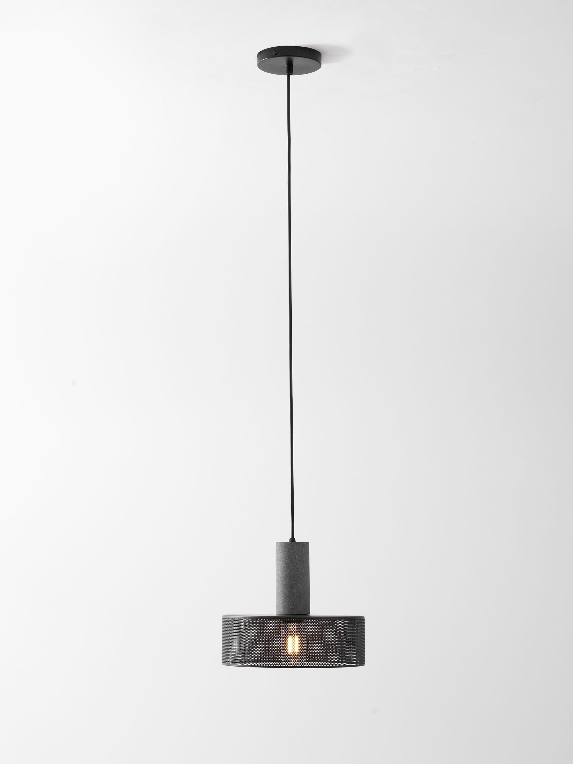 Concrete Pendant Light Cast Cement Cylinder Shade for Kitchen Island