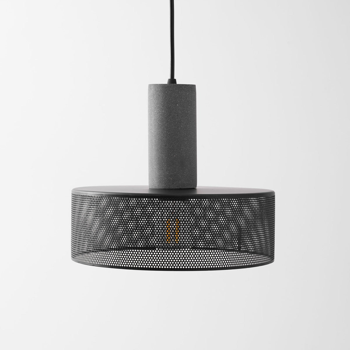 Concrete Pendant Light Cast Cement Cylinder Shade for Kitchen Island