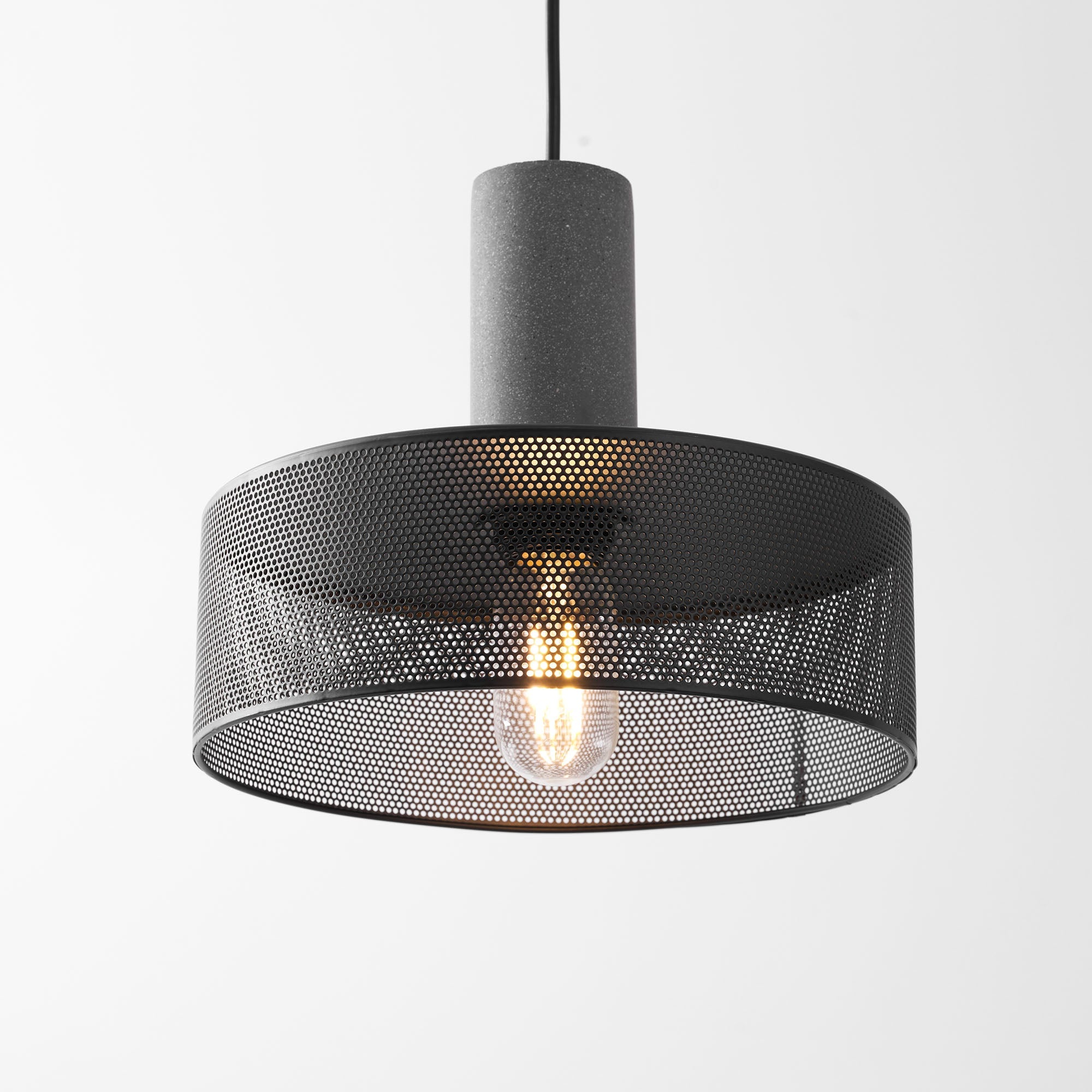 Concrete Pendant Light Cast Cement Cylinder Shade for Kitchen Island