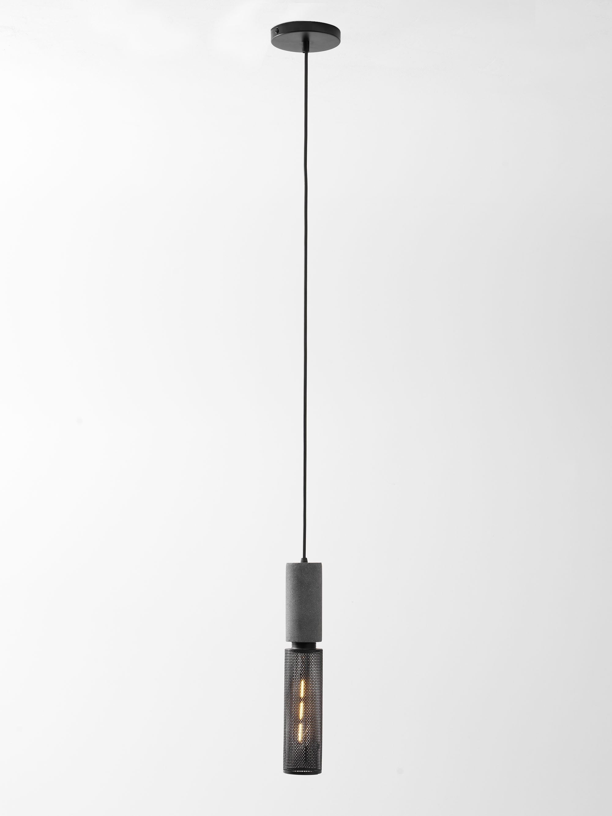 Concrete Pendant Light Cast Cement Cylinder Shade for Kitchen Island