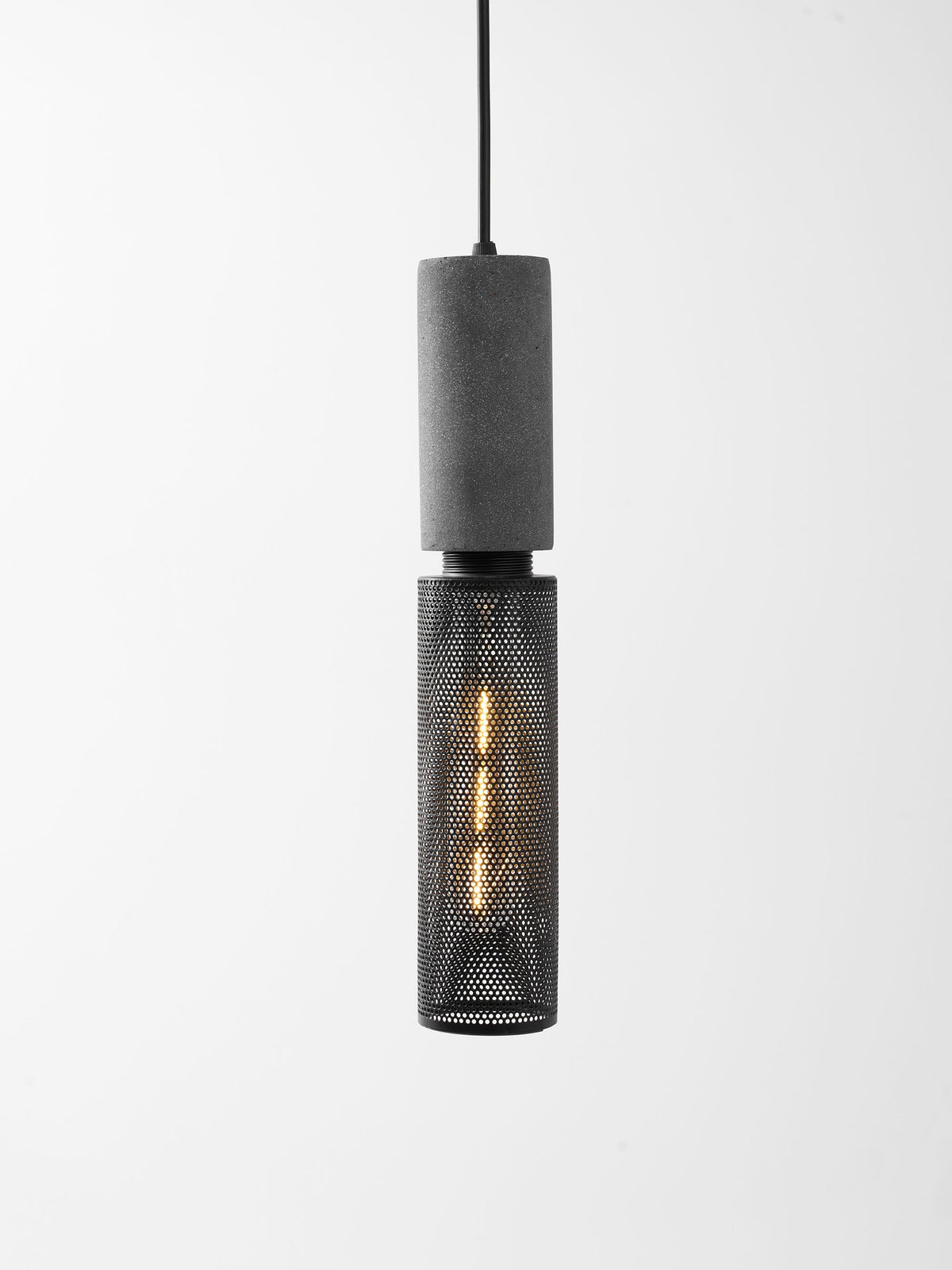 Concrete Pendant Light Cast Cement Cylinder Shade for Kitchen Island