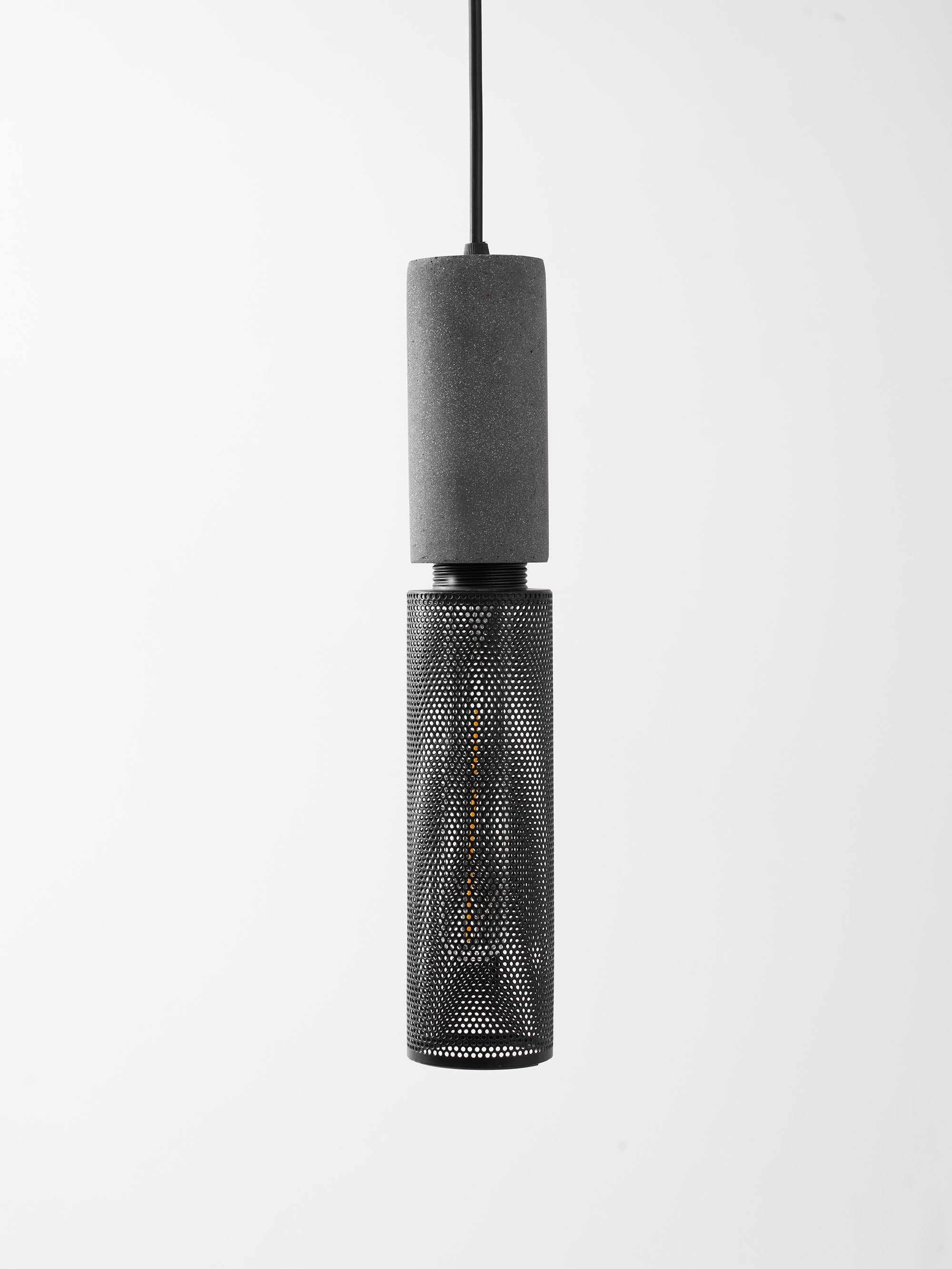 Concrete Pendant Light Cast Cement Cylinder Shade for Kitchen Island