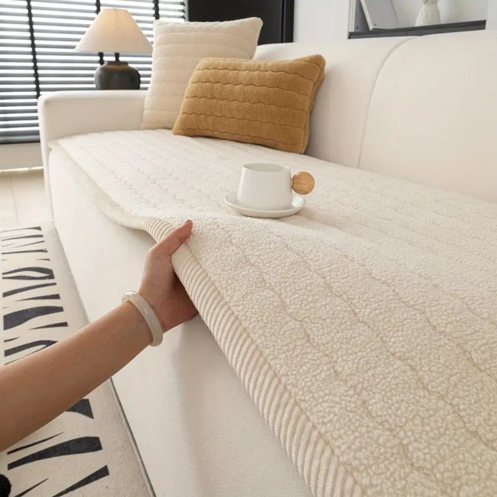 Thick Plush Sofa Cover Deep Pile Non-Slip