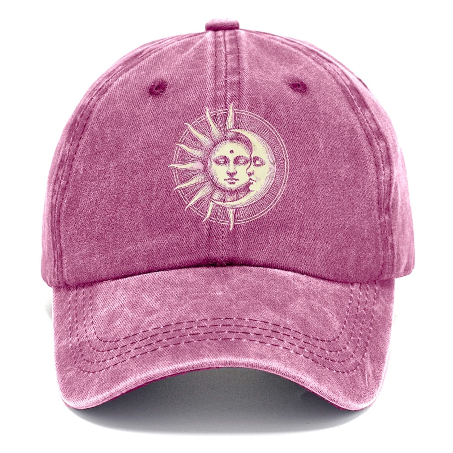 Baseball Cap Cotton Embroidered Sun and Moon Unisex