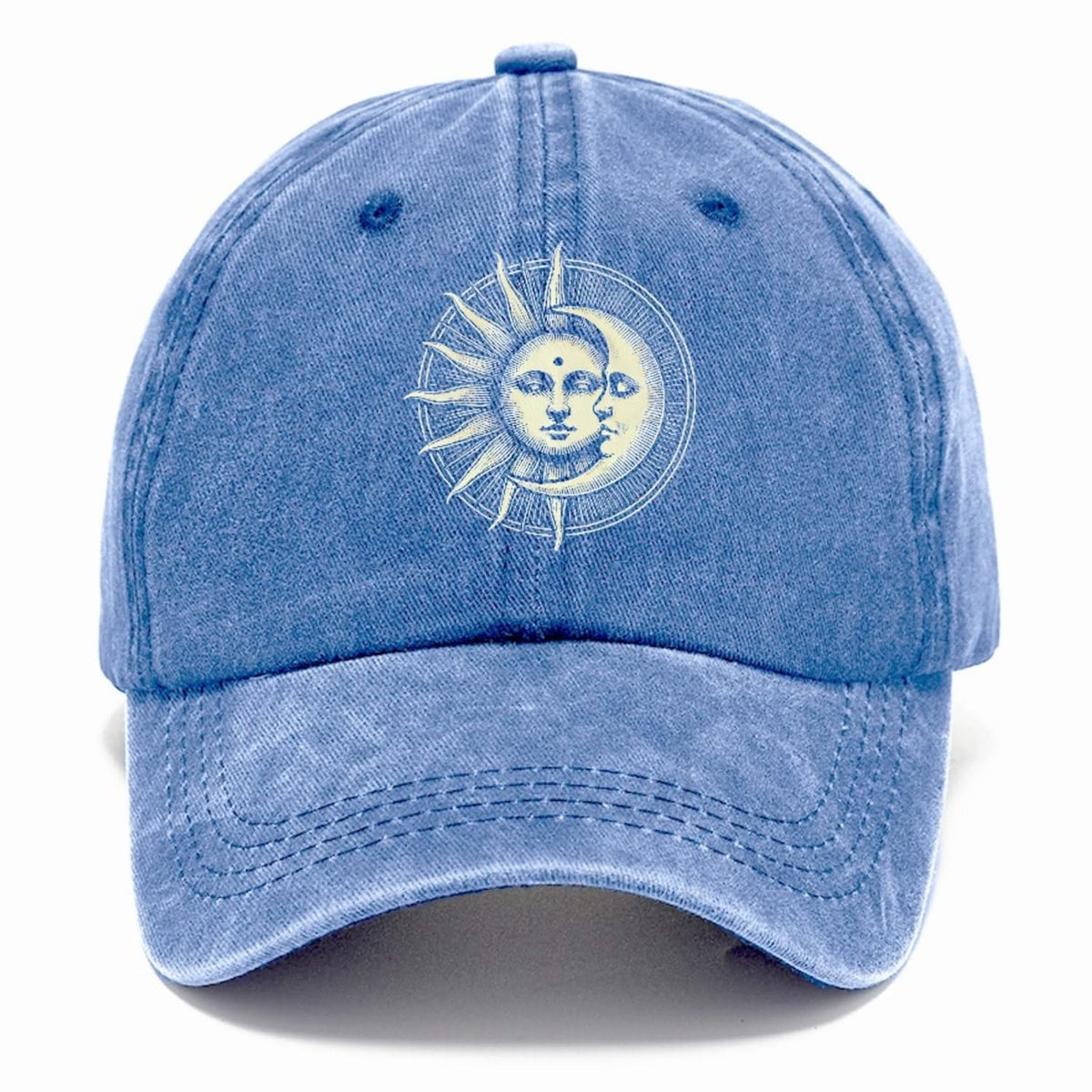 Baseball Cap Cotton Embroidered Sun and Moon Unisex