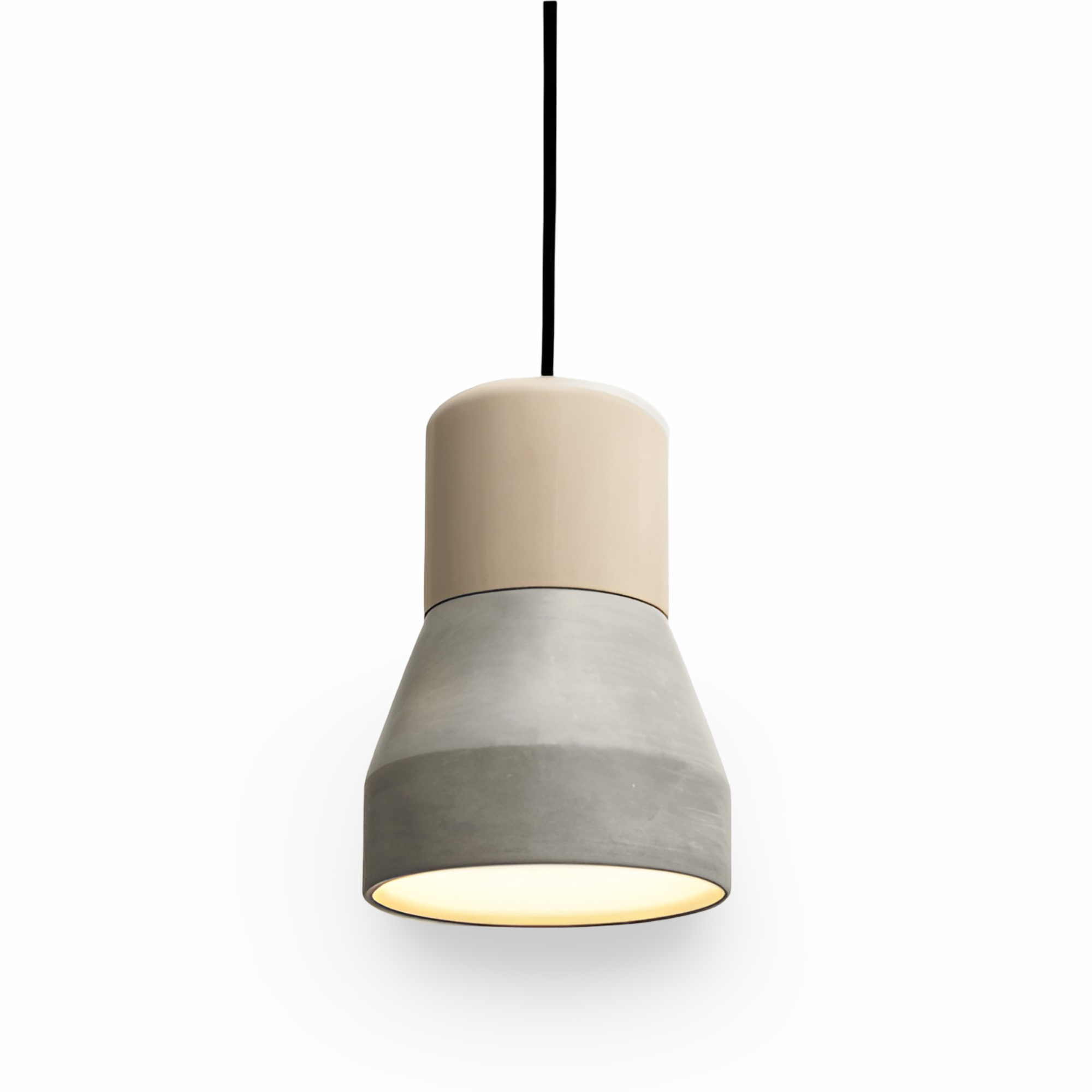 Concrea loftslampe i beton med trædetaljer