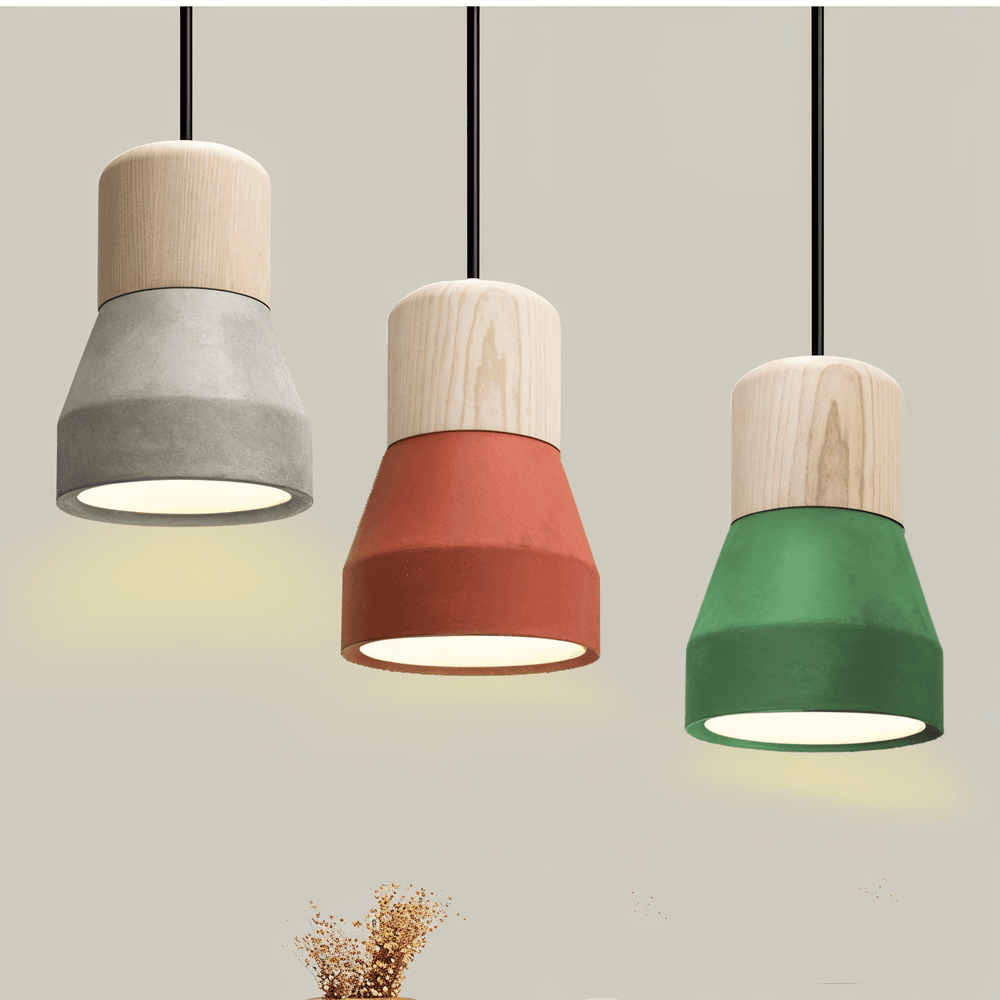 Concrea loftslampe i beton med trædetaljer