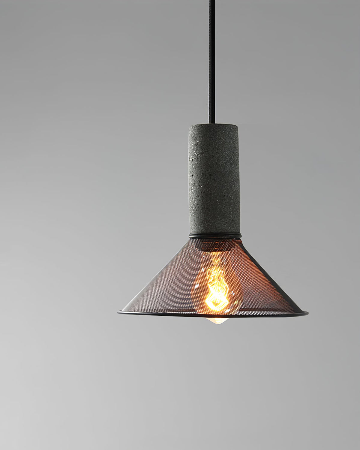 Concrete Pendant Light Cast Cement Cylinder Shade for Kitchen Island