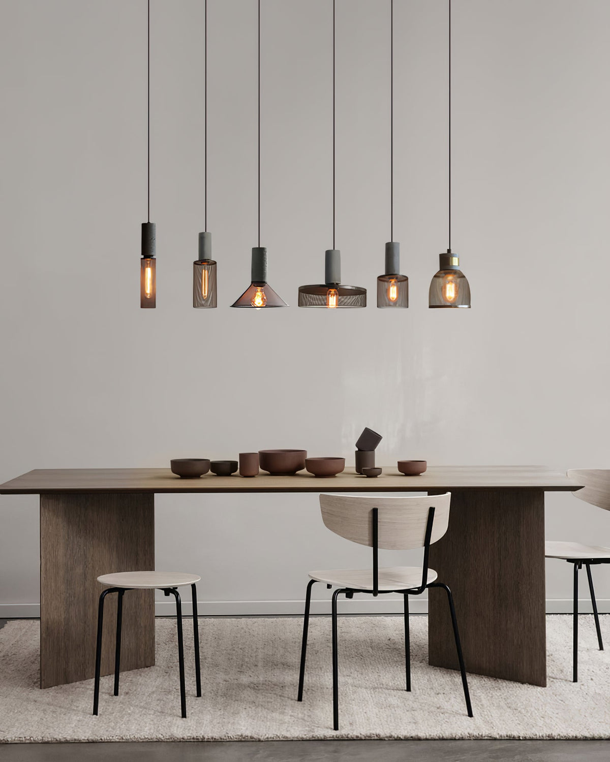 Concrete Pendant Light Cast Cement Cylinder Shade for Kitchen Island