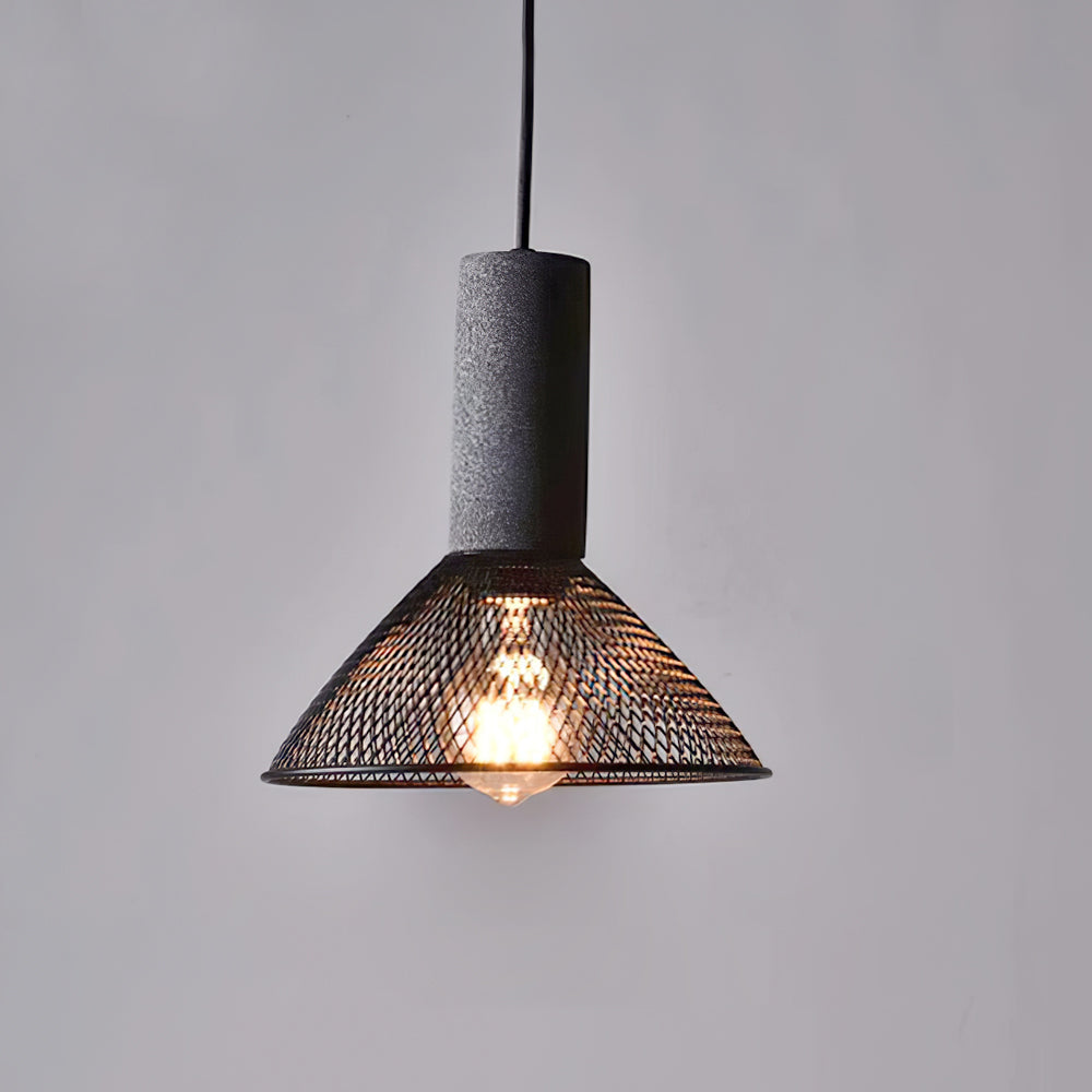 Concrete Pendant Light Cast Cement Cylinder Shade for Kitchen Island