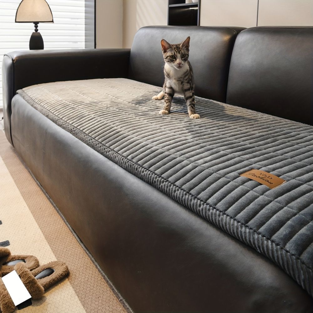 Quilted Couch Cover with Seat Panels for Sectionals