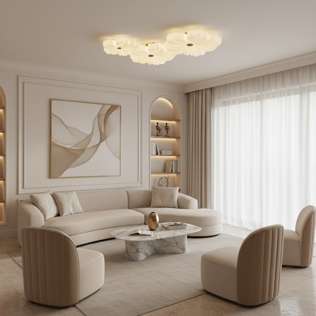Flower Ceiling Light LED Sculpted Petal Shade Dimmable Bedroom